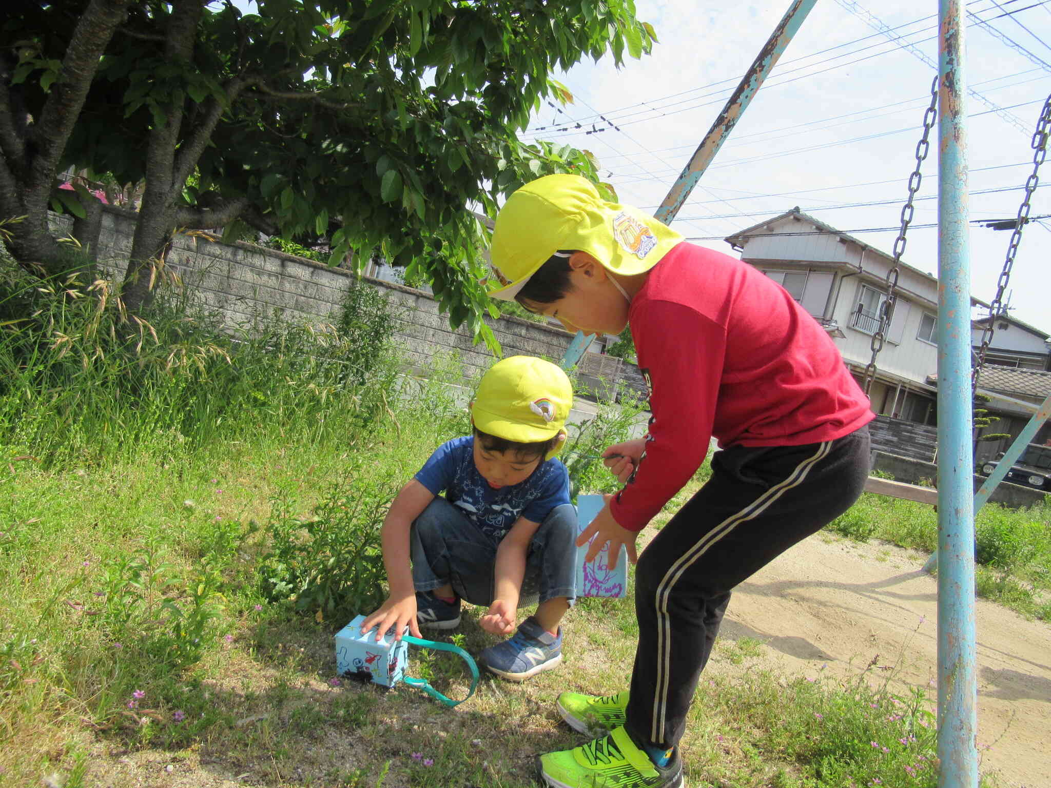 園庭にはいないような虫や花がたくさんあって、みんな夢中でした。