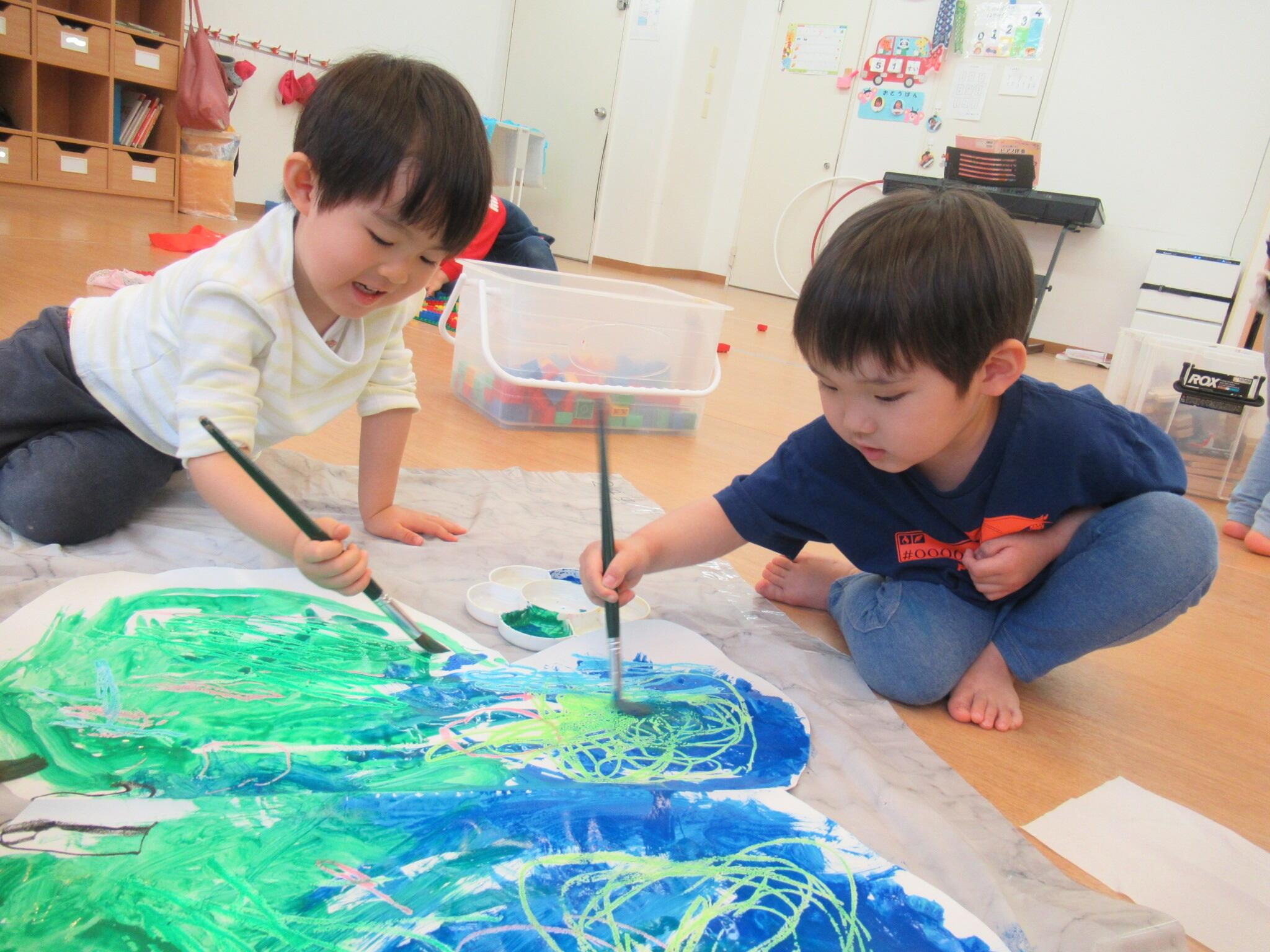 3歳児　はじき絵　こいのぼりカレー