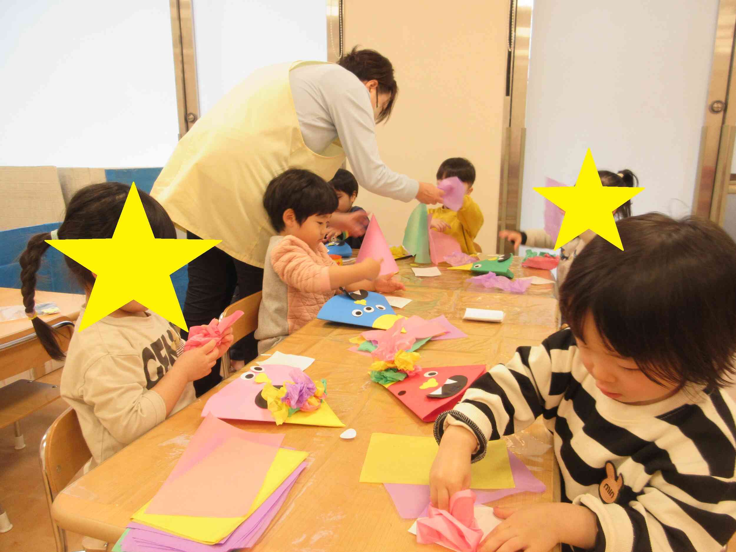 2歳児　製作「節分・鬼さん帽子」