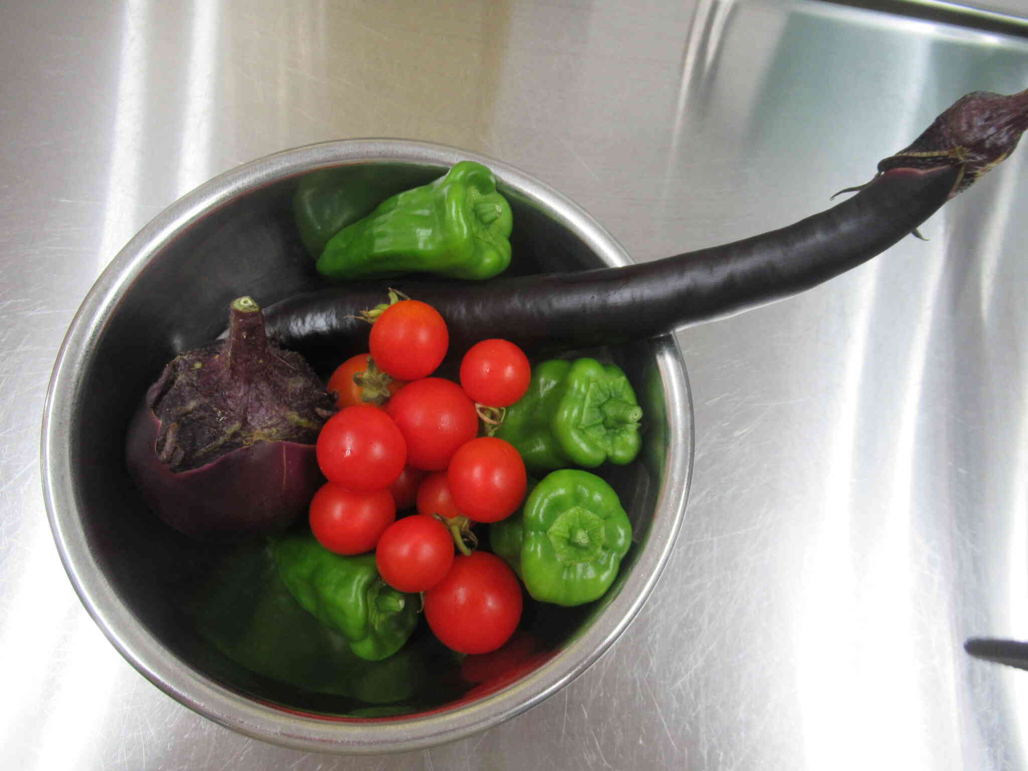 クッキングの前に収穫した子ども達が育てたお野菜です…どれもとてもおいしそう