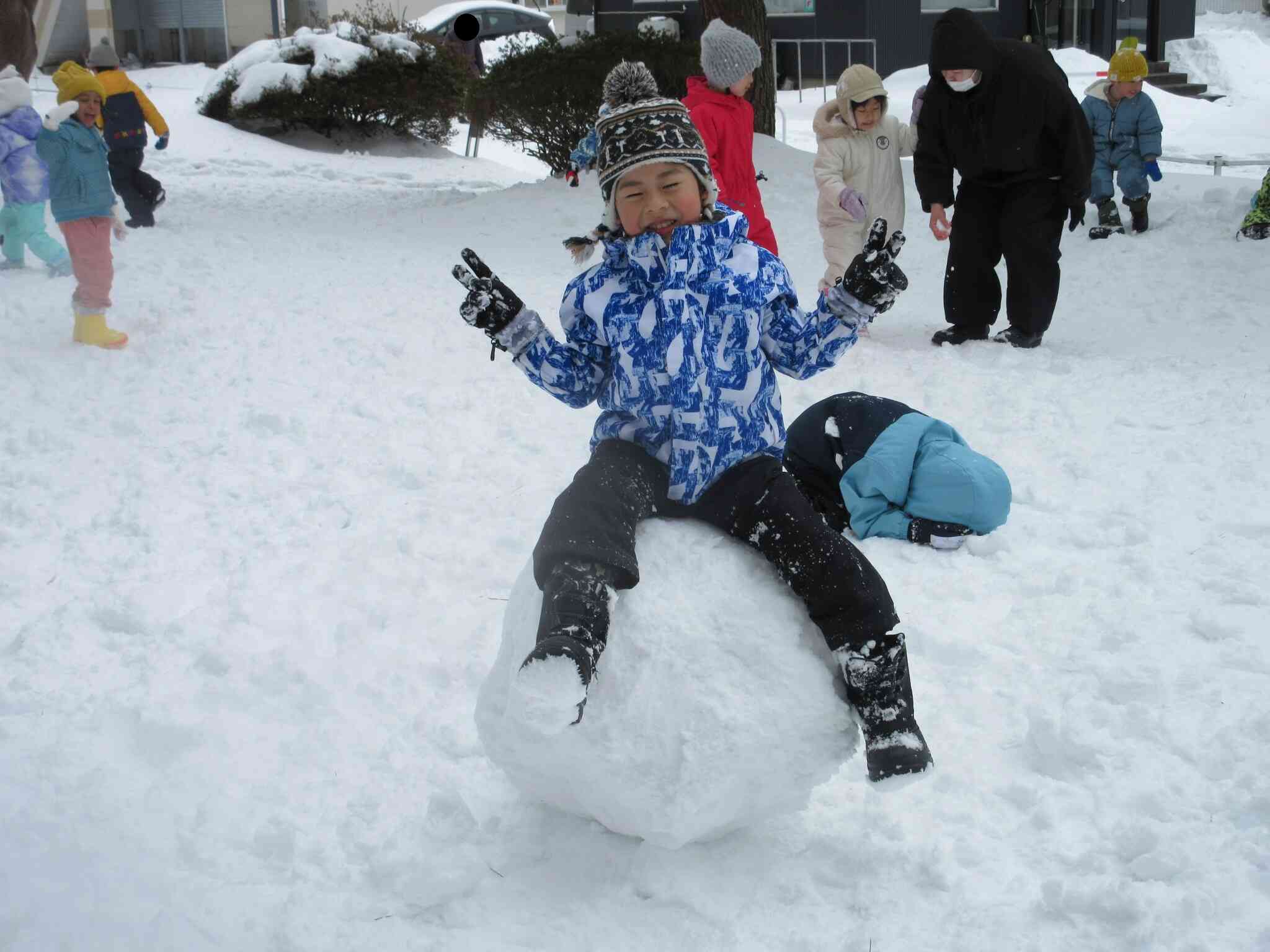 見て、こんなに大きな雪玉！