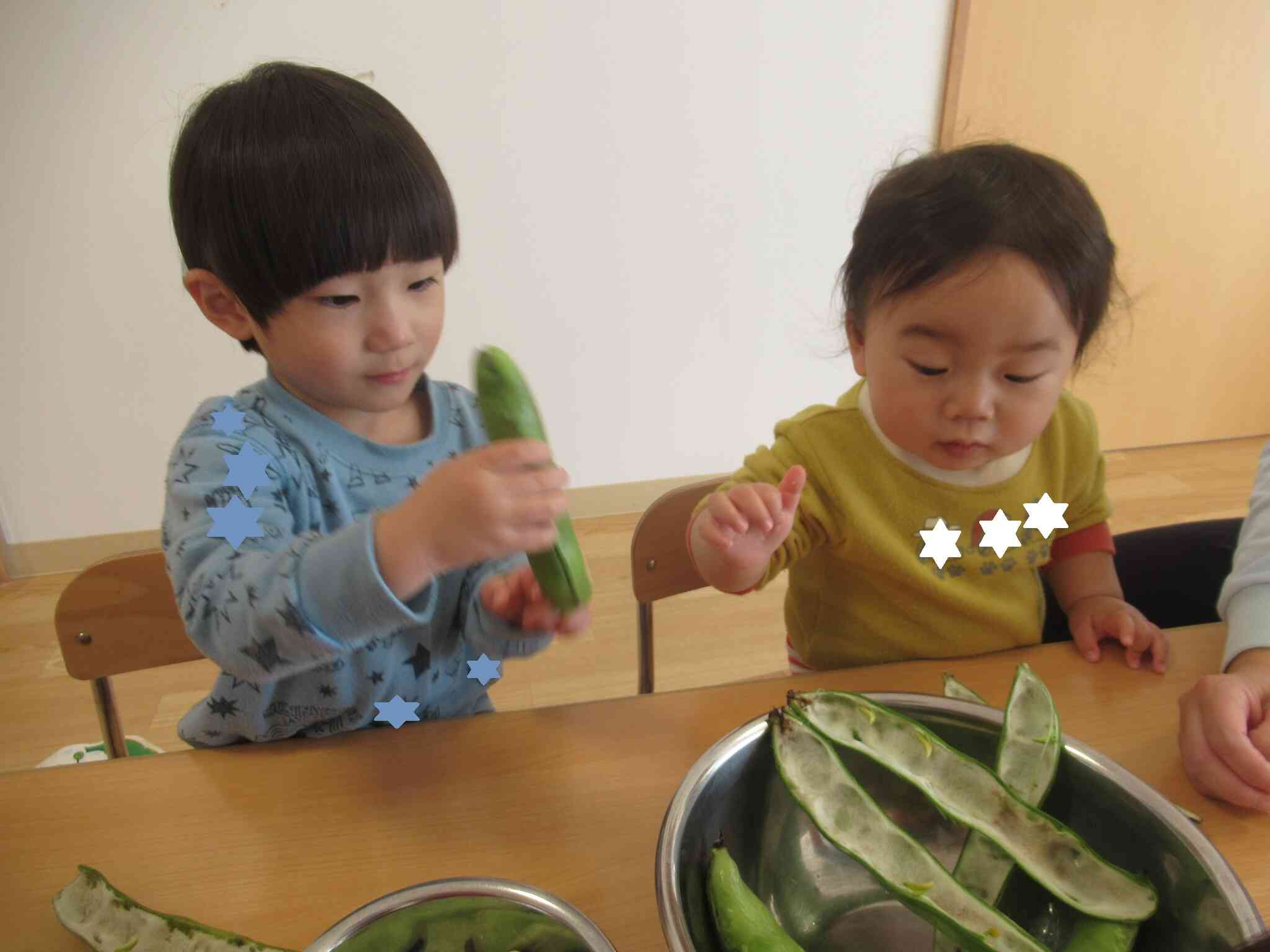 大きなそらまめに大喜び！