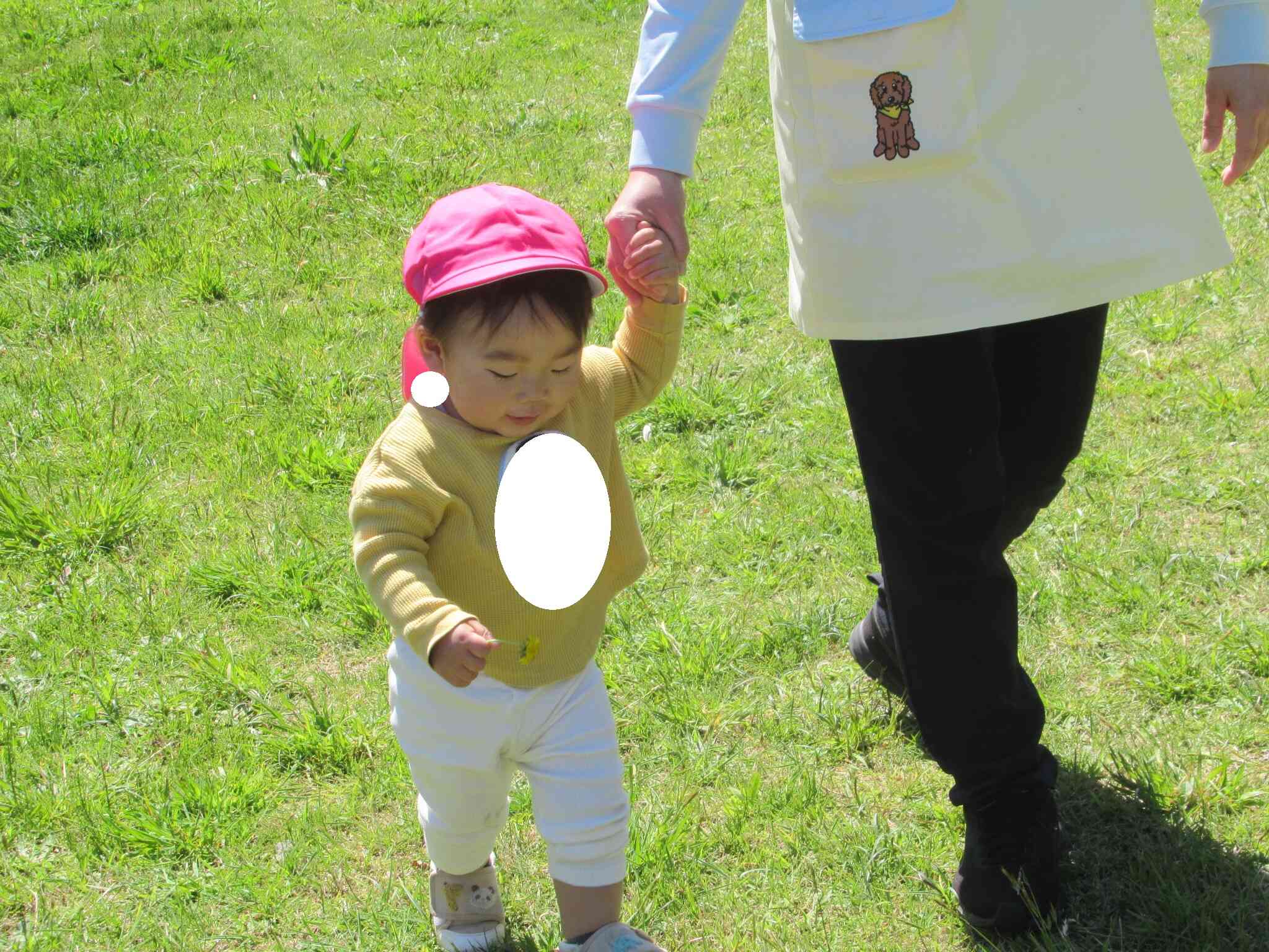 手を繋いでお散歩楽しいな〜