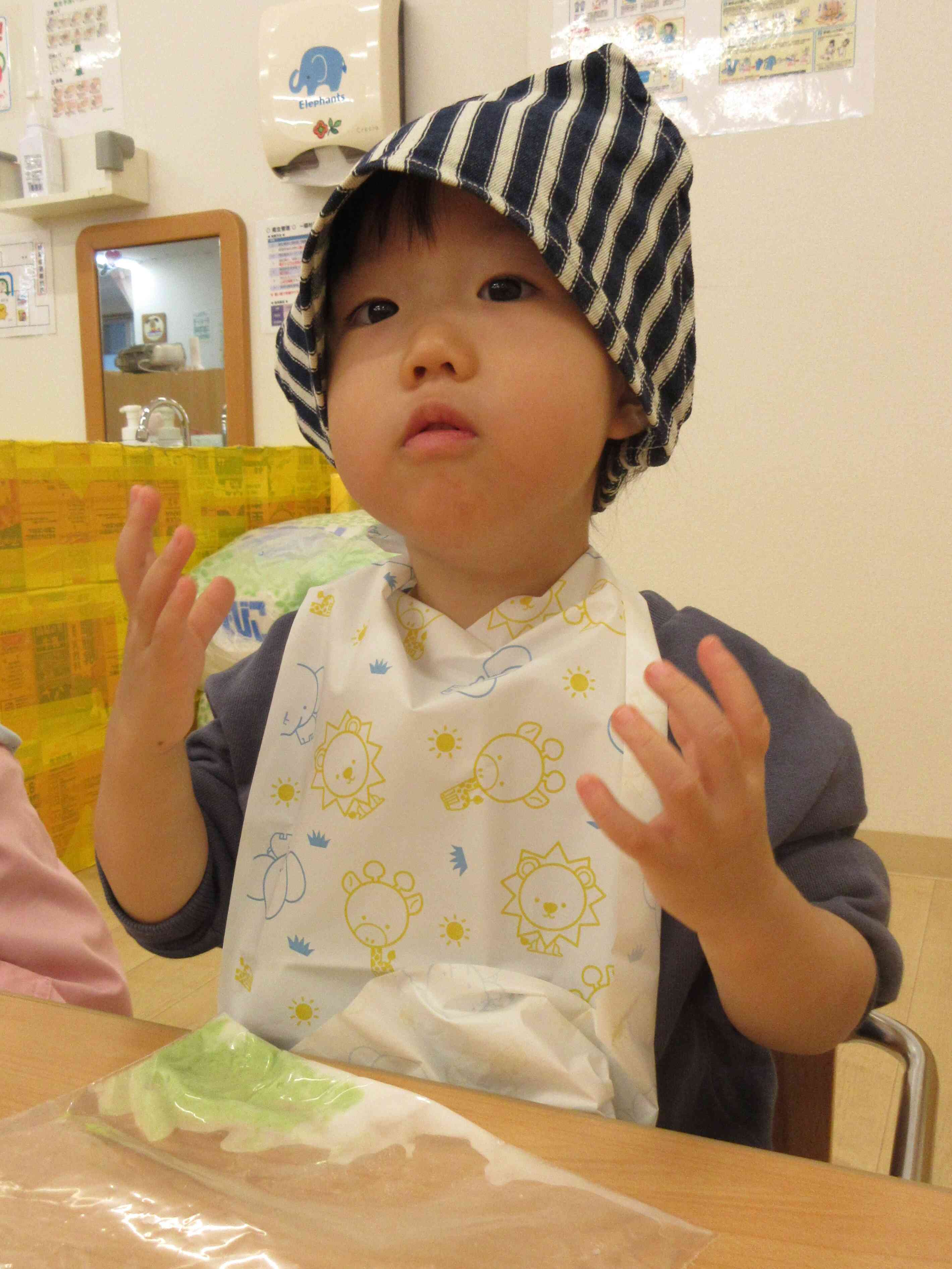 しっかりとバンダナをするよ