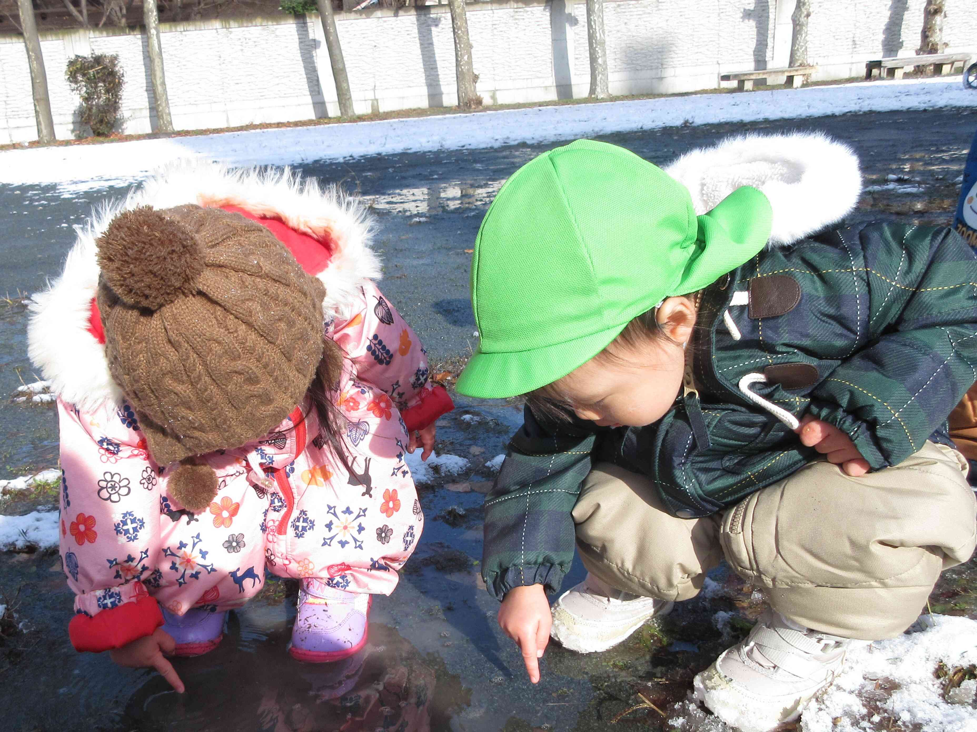 雪がとけてたね