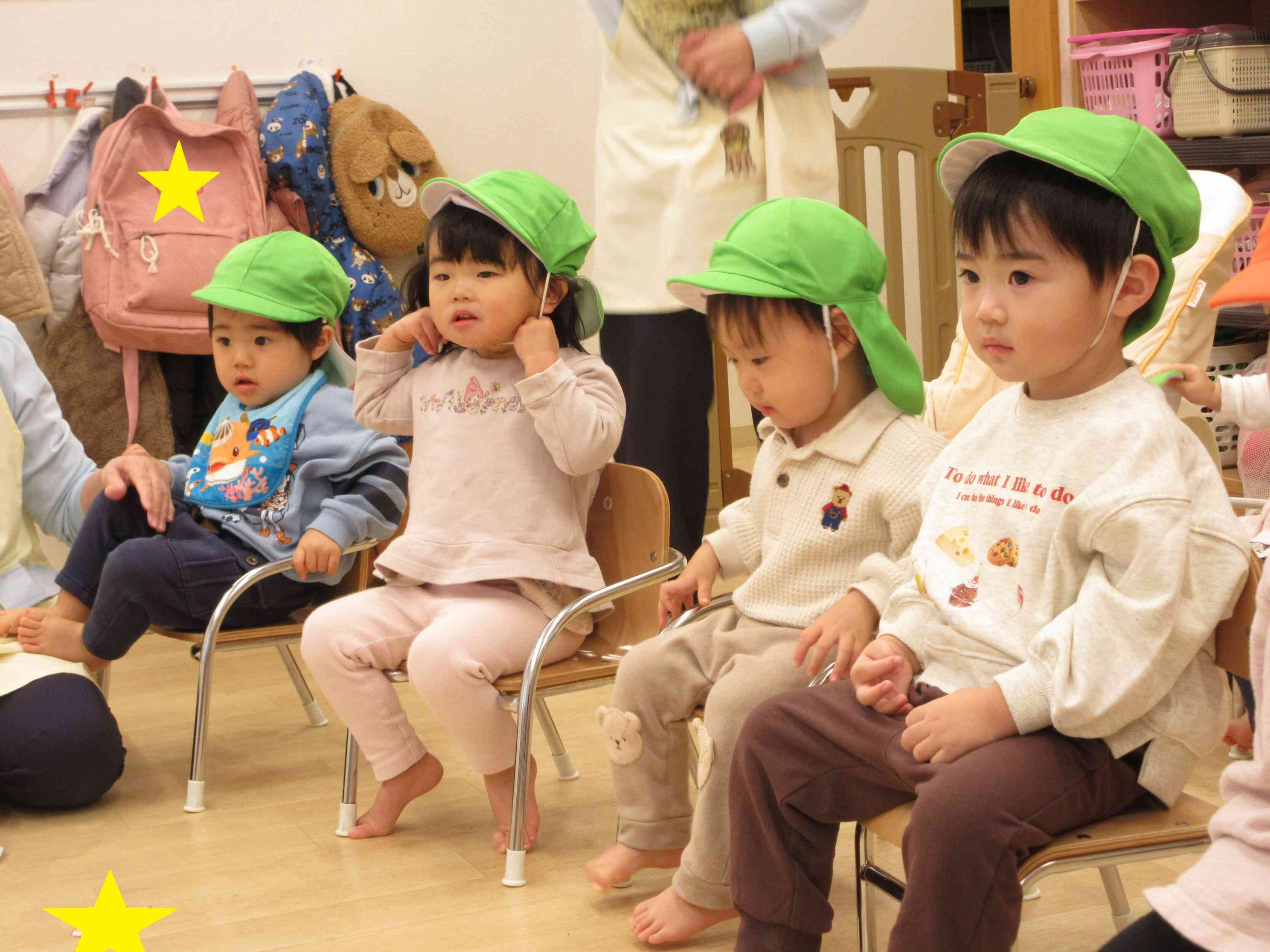 帽子をかぶったよ