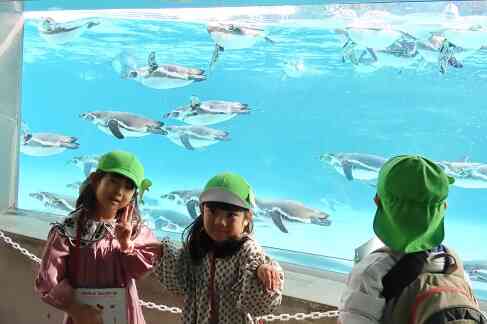 ペンギンさんの前でチーズ！