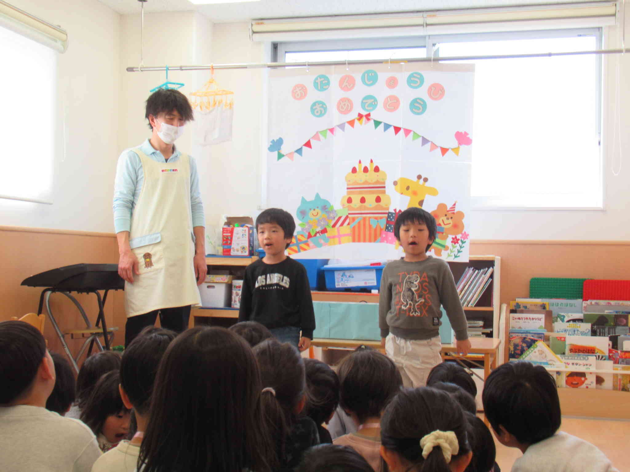 きりん組のお友だちにごあいさつをお願いいたしました！