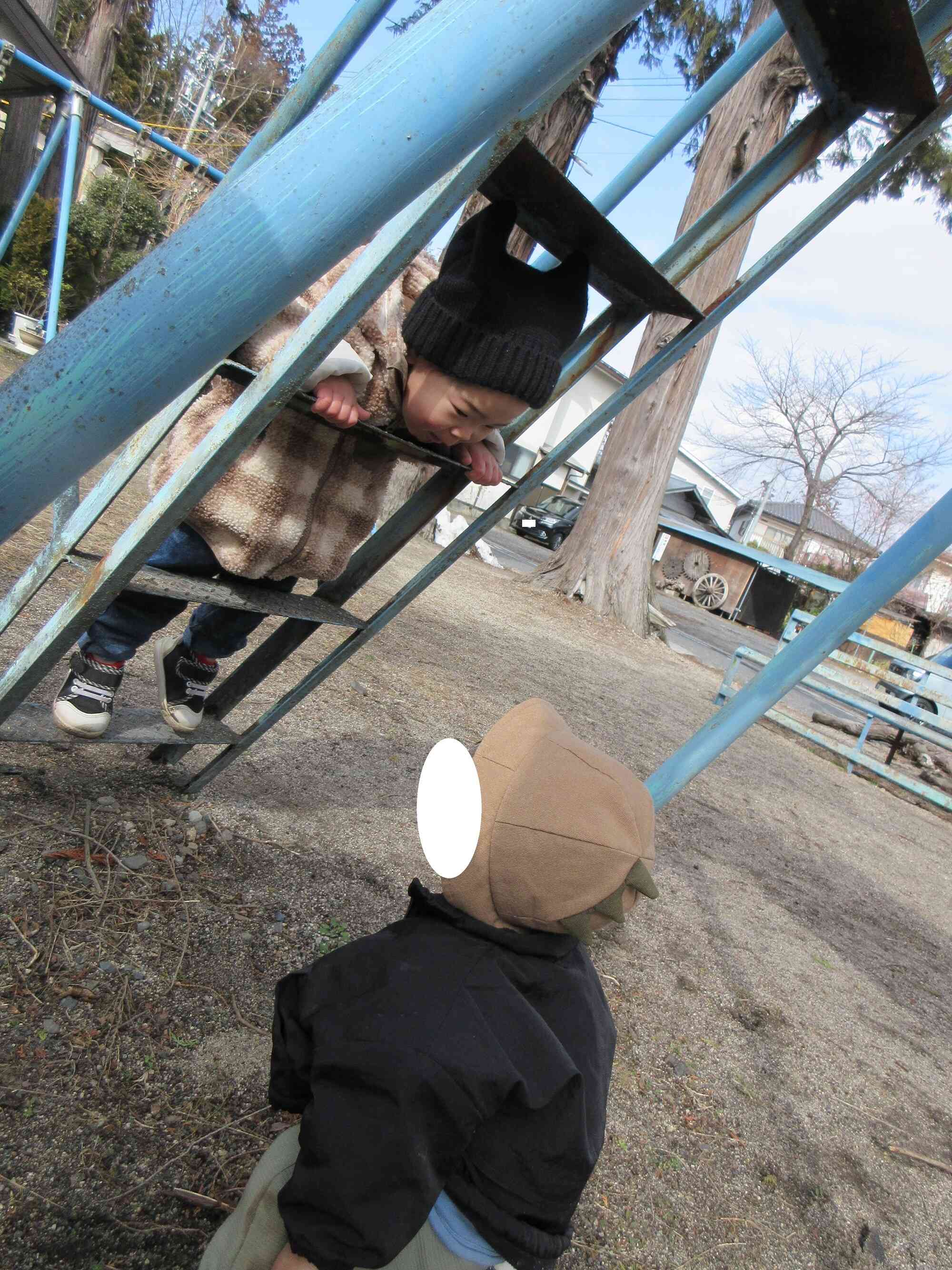 隙間から「こんにちは」