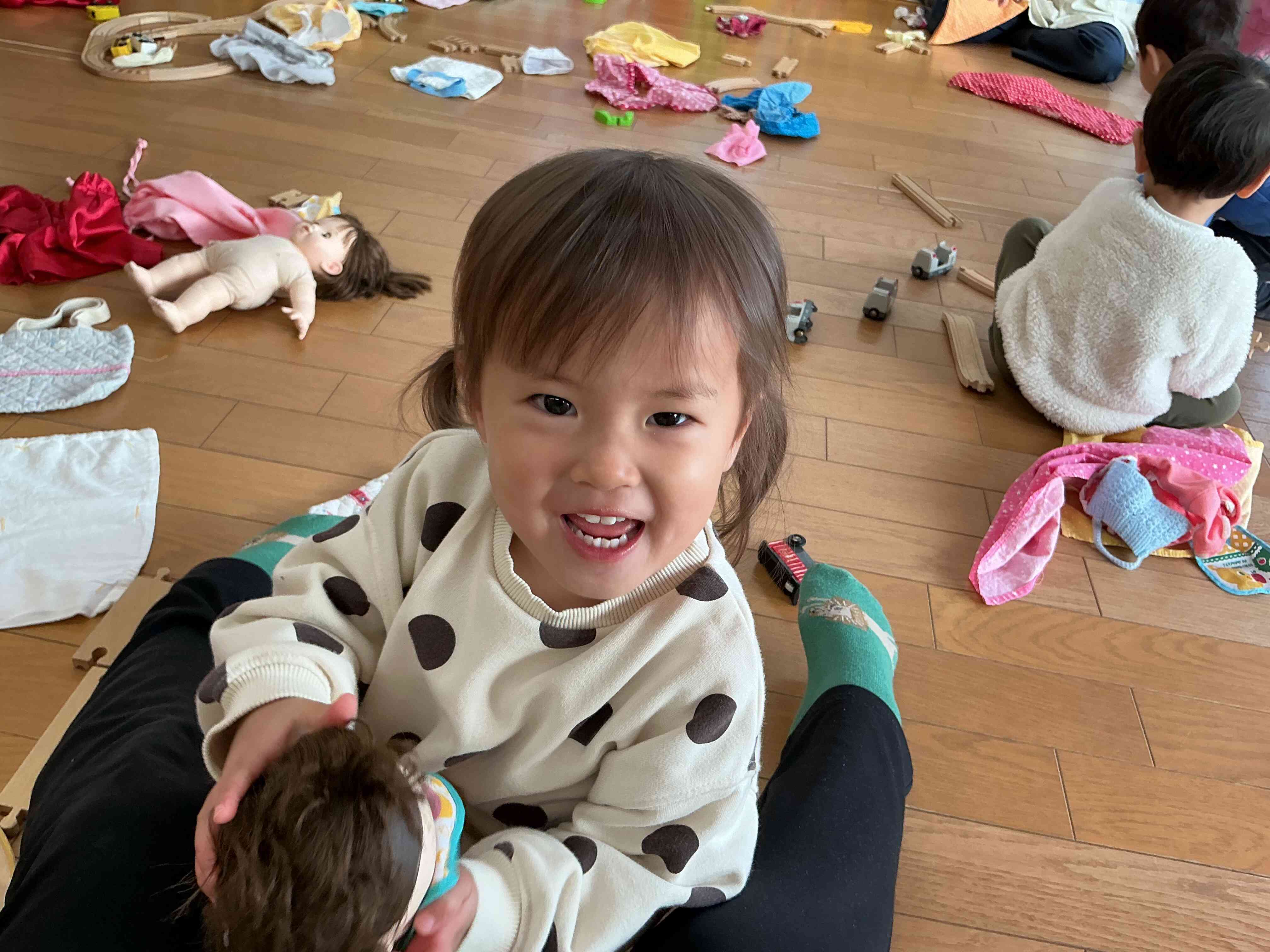 ぽぽちゃんに可愛いお洋服きせてあげたよ。