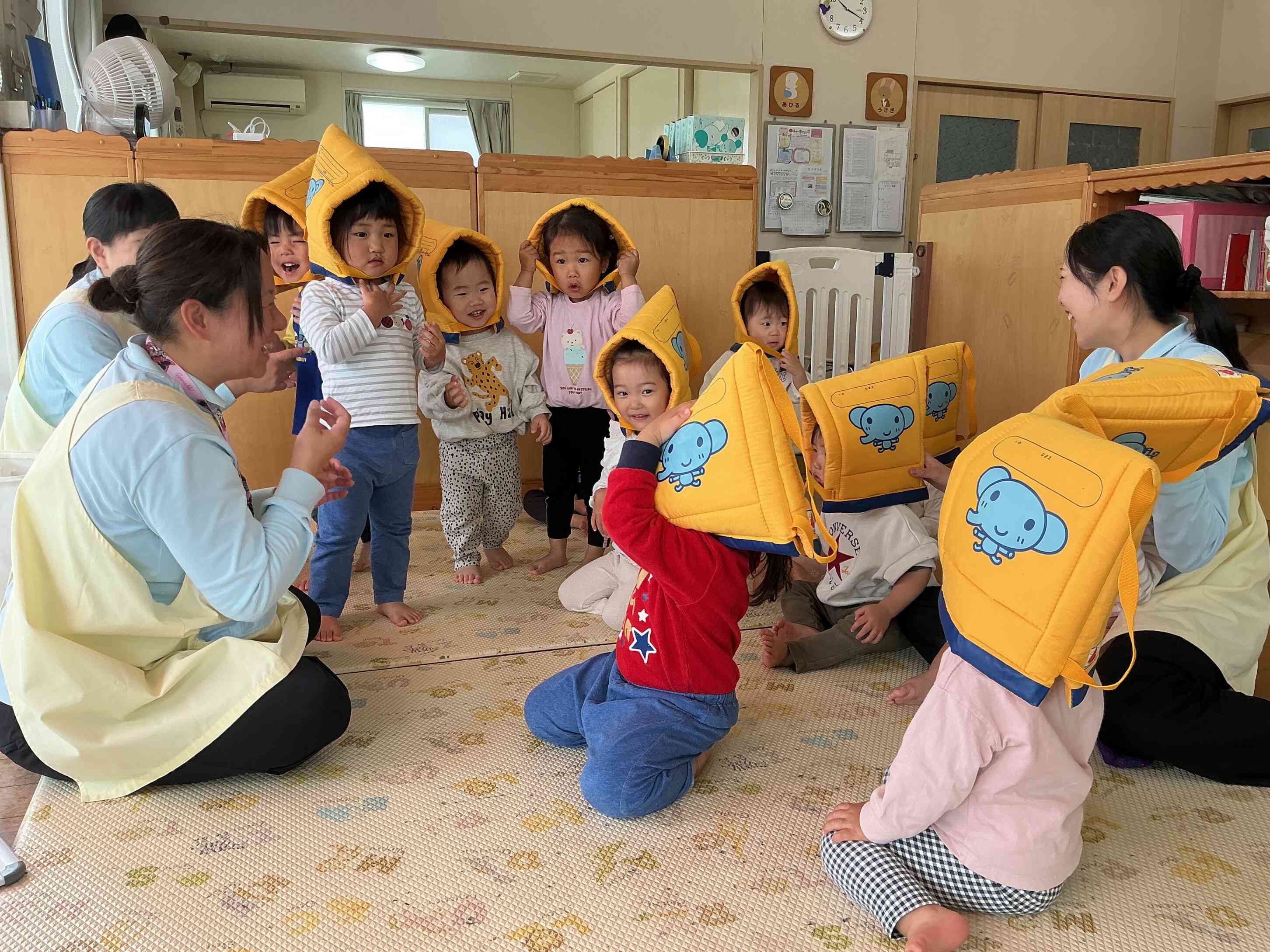 防災頭巾かぶってみたよ