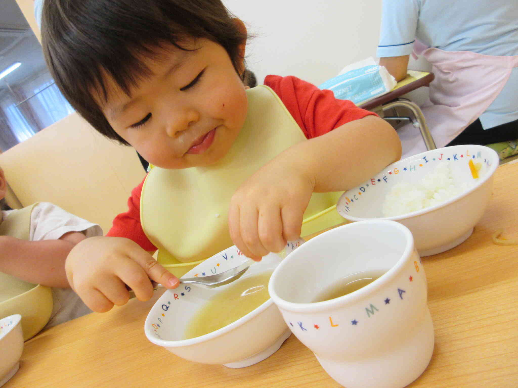 野菜たっぷりお味噌汁おいしいね！