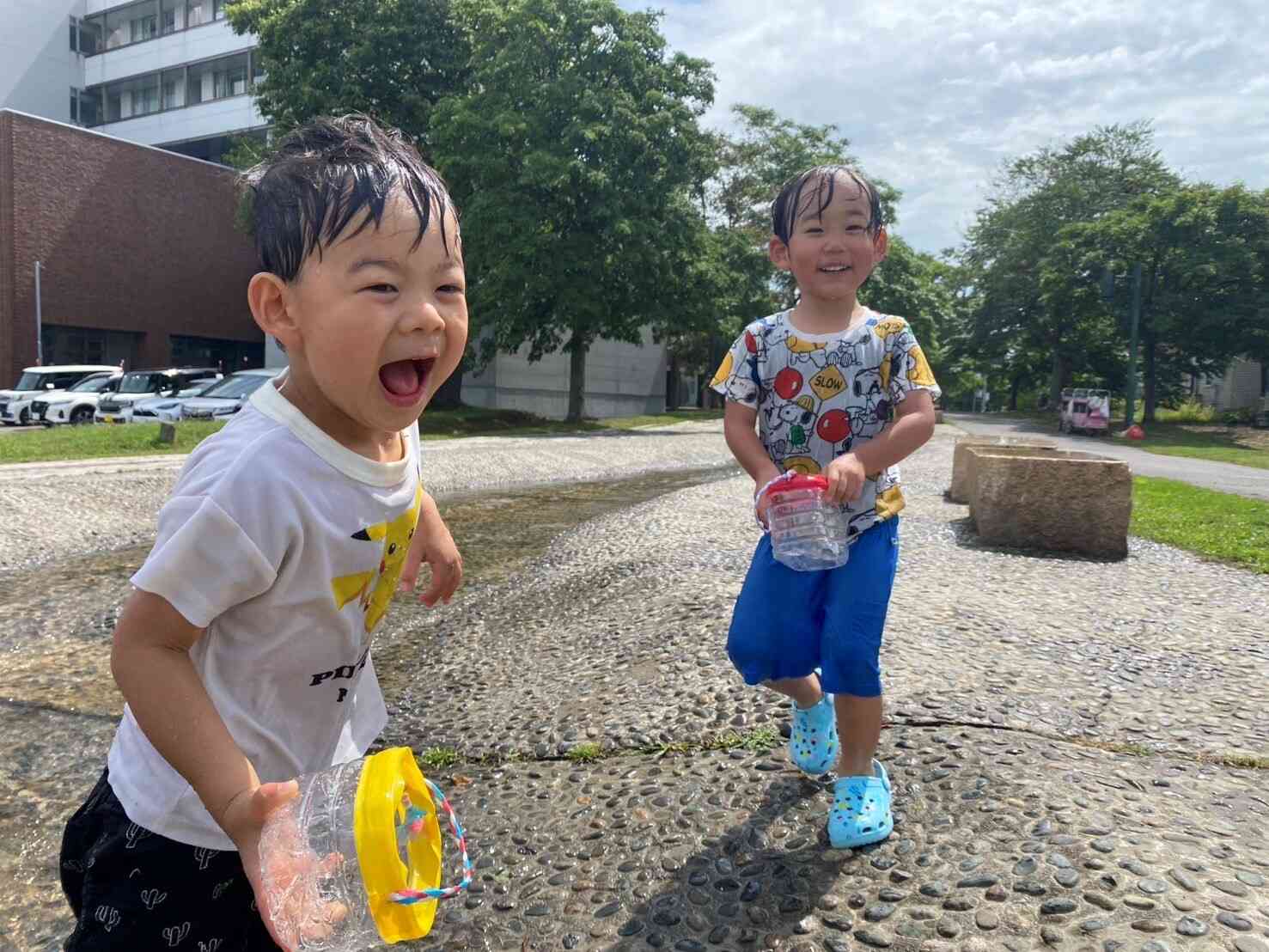 四季の道で水遊び！