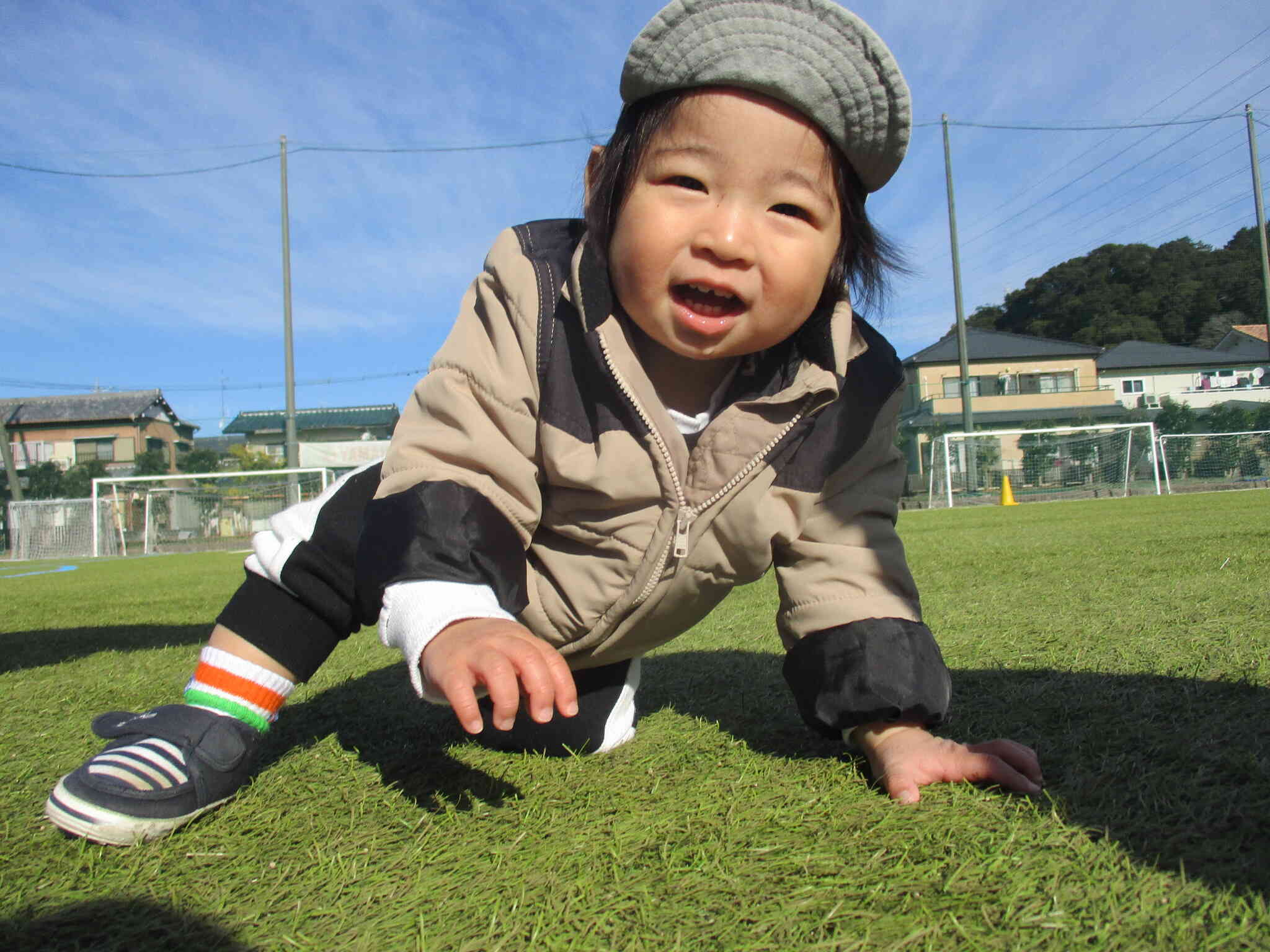 サッカー場へ♪