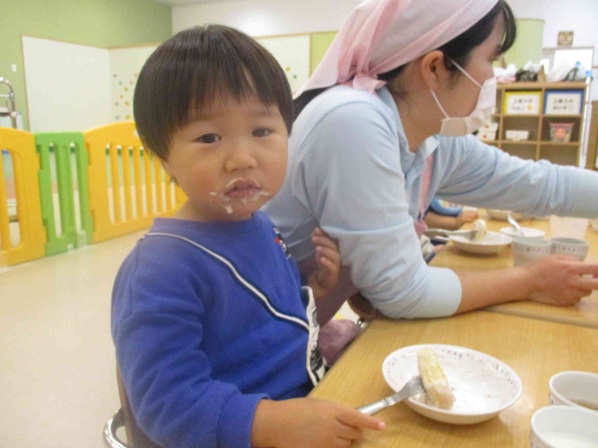 サンタさんのおひげみたいになっちゃった！