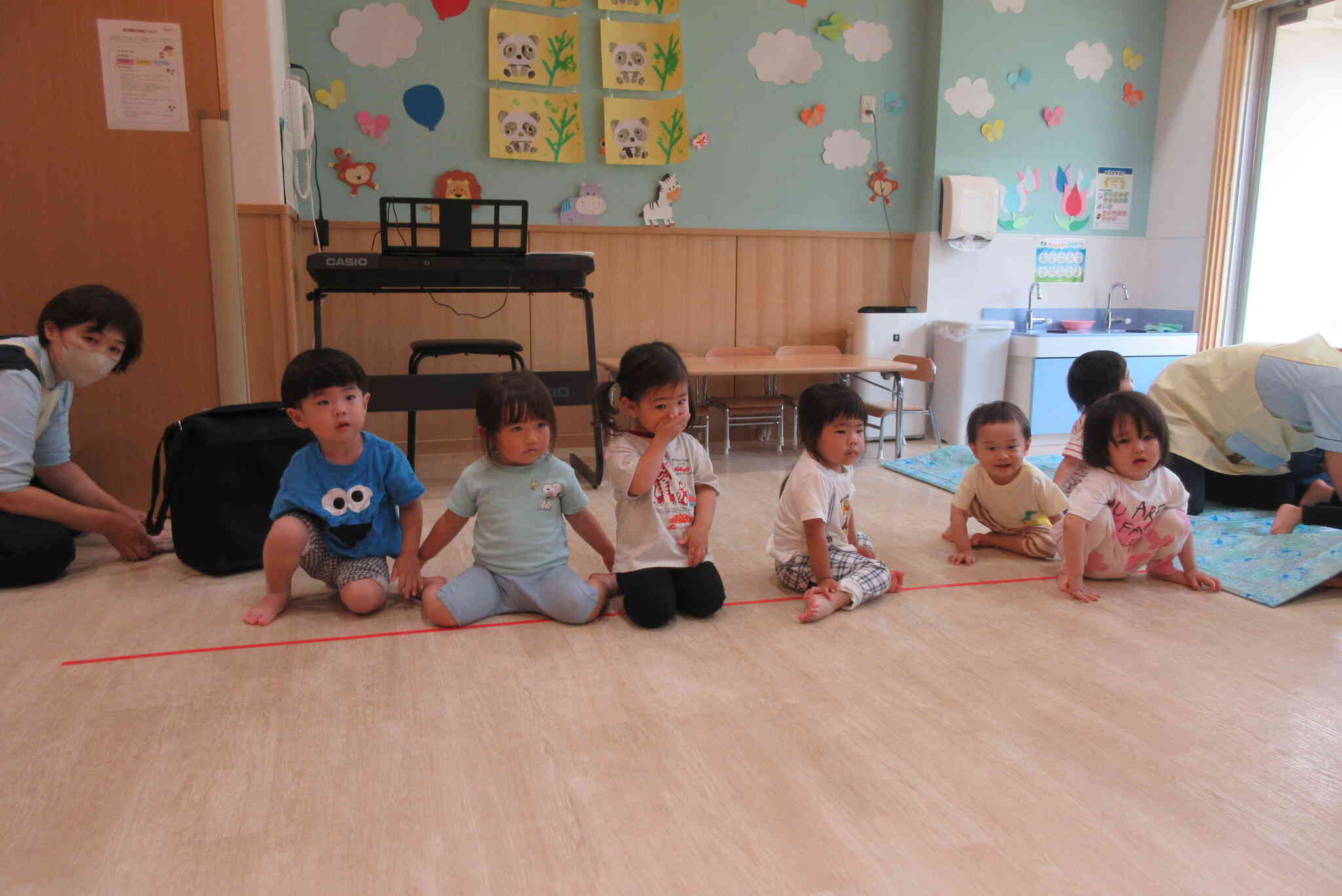 ぱんだ組さん、玉入れがんばるぞー