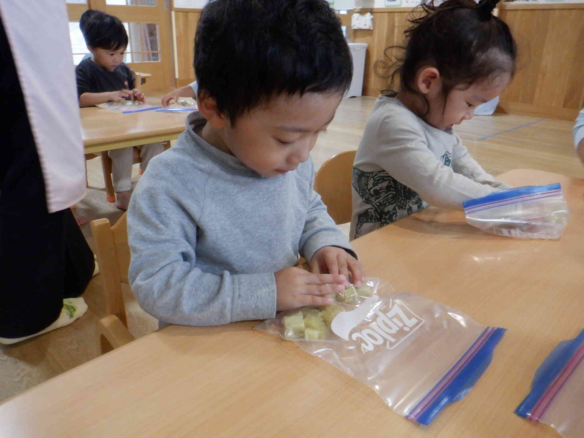 さつまいも潰したよ！