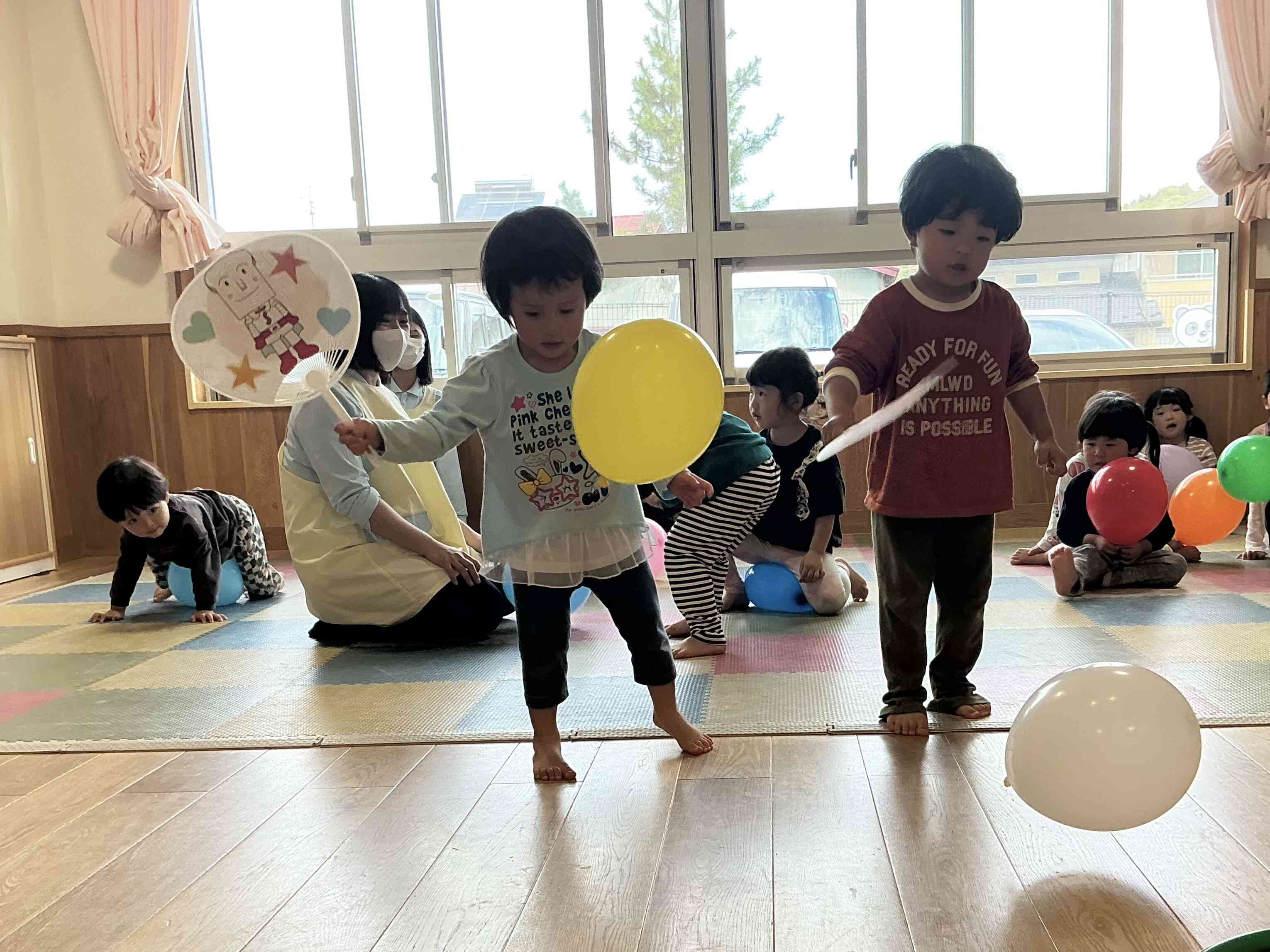 風船レースもしてみたよ〜！