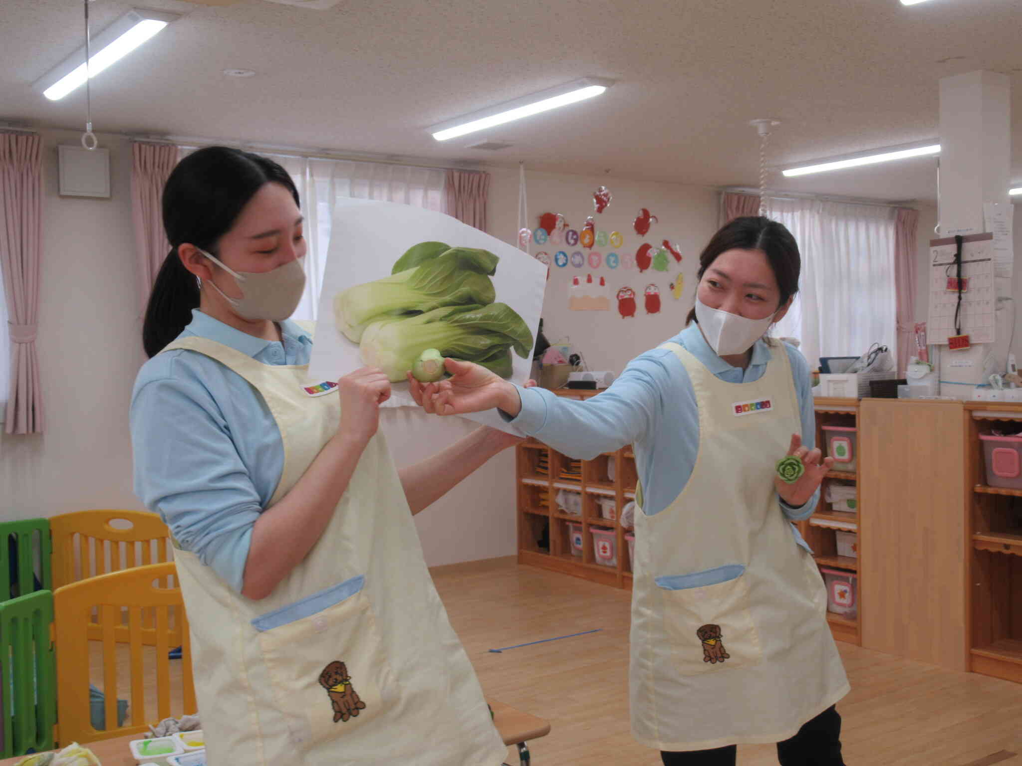 今日は野菜スタンプ！