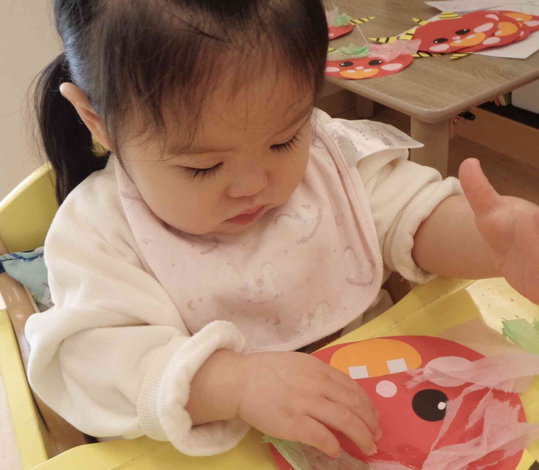 髪の毛を貼ったよ！