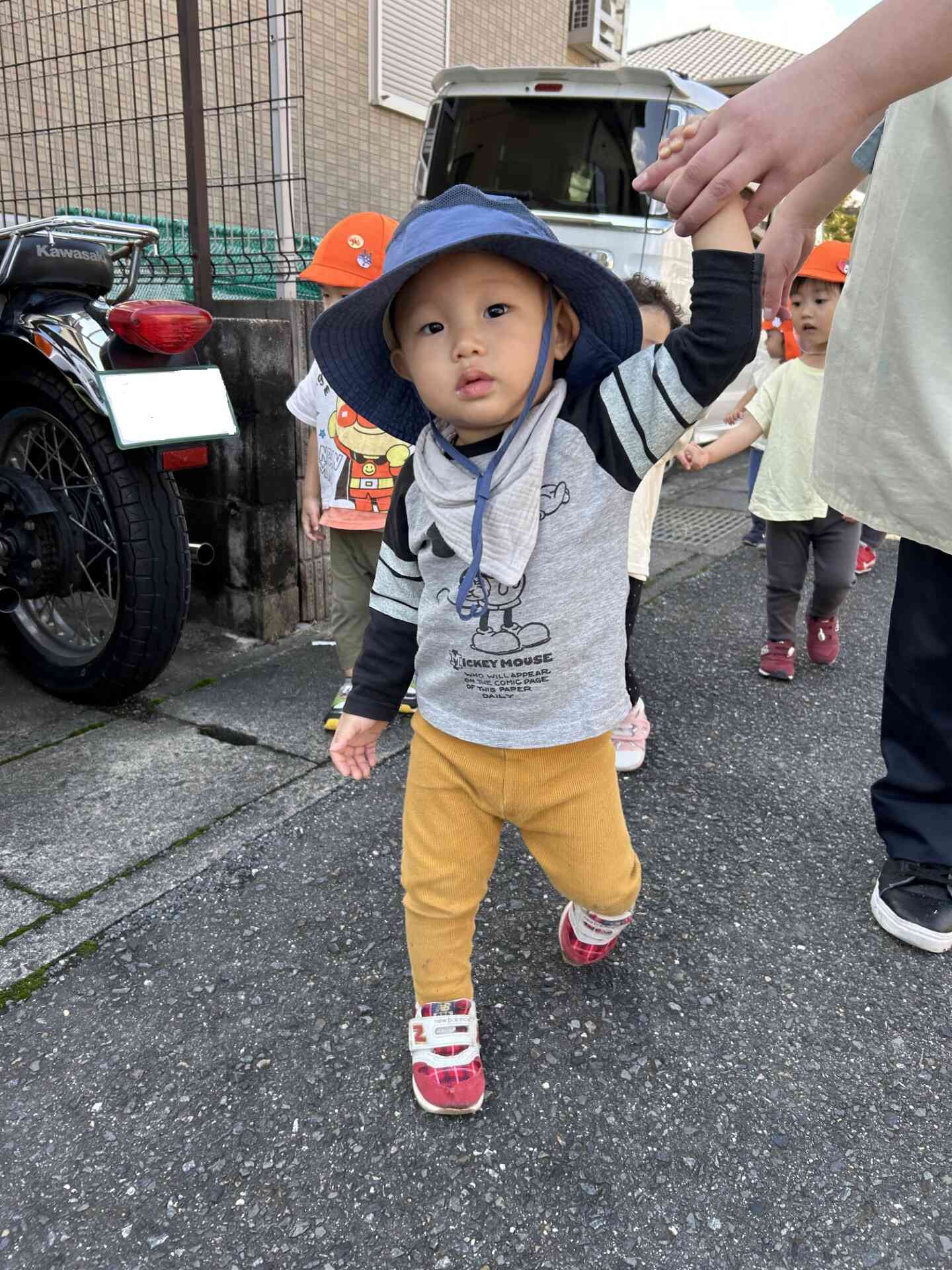 手を繋いで歩くことに慣れてきました!