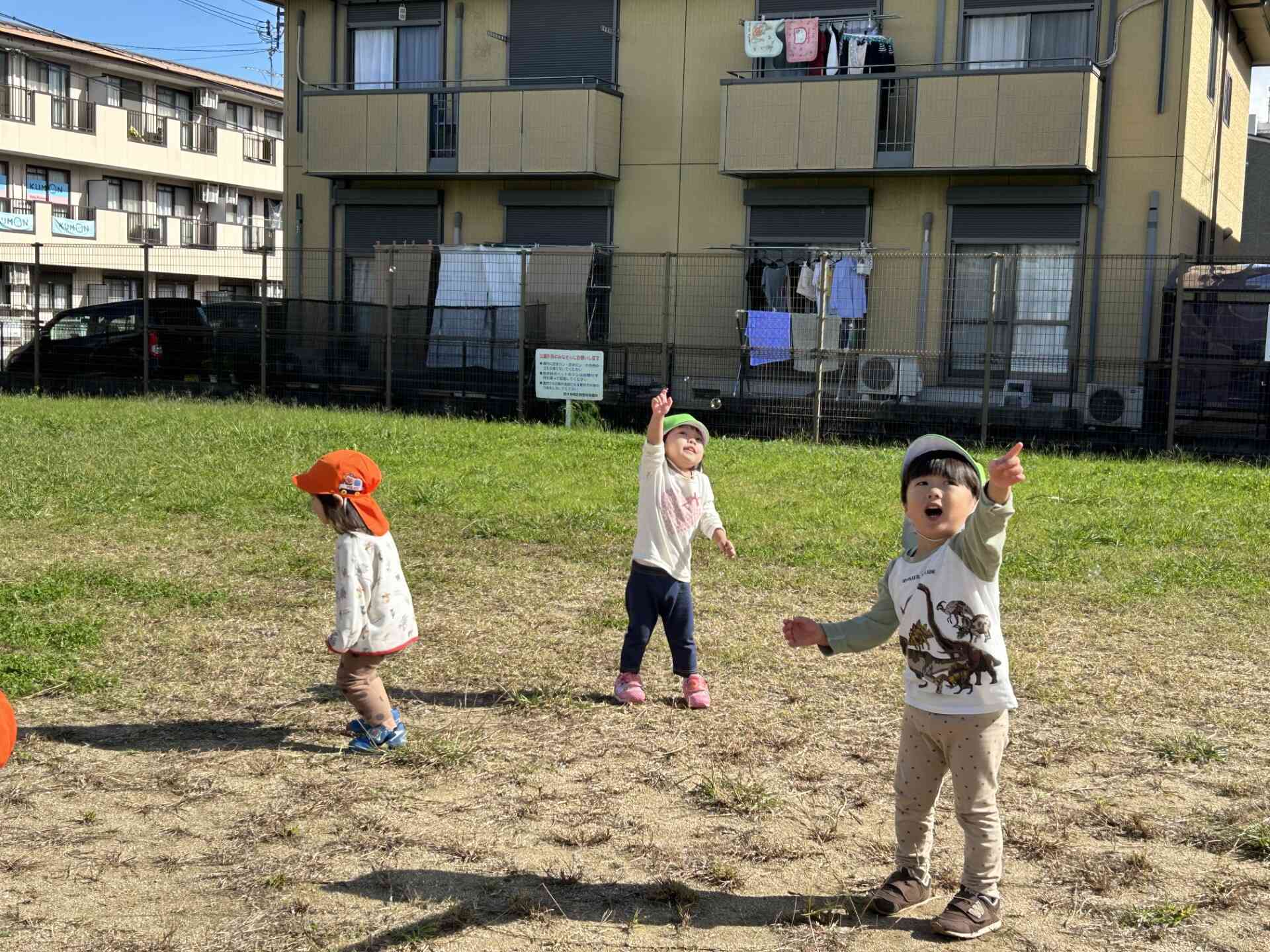 『あ、あっちに跳んでいったよ。』