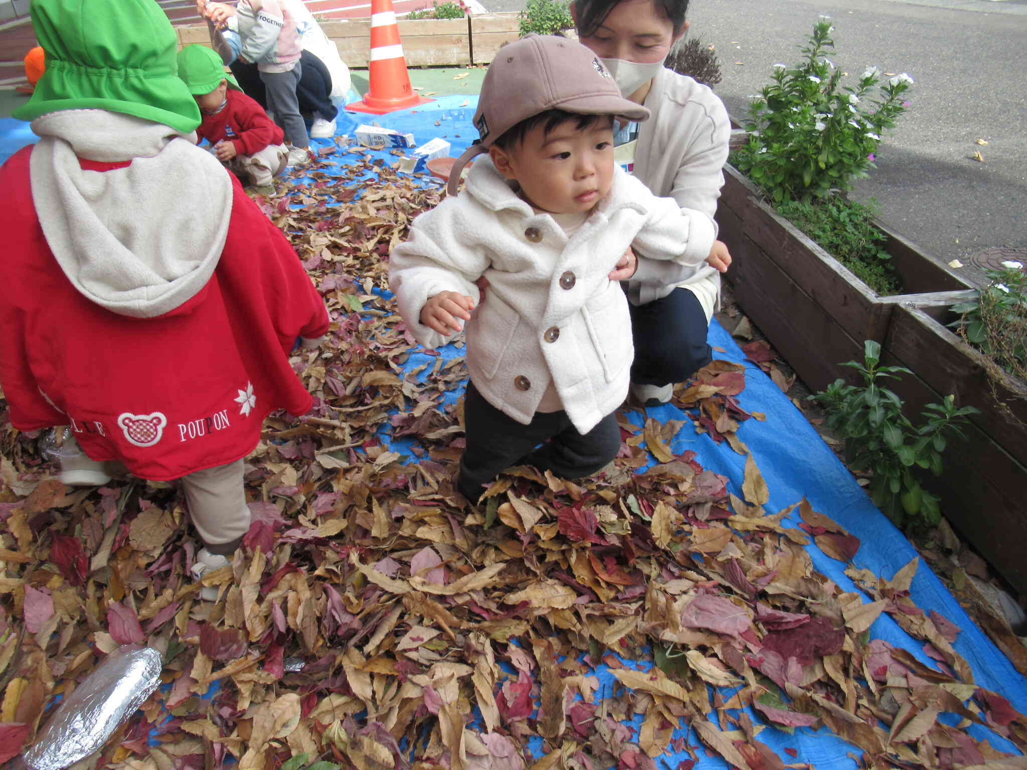 落ち葉のカサカサ、気持ちいいね!(^^)!