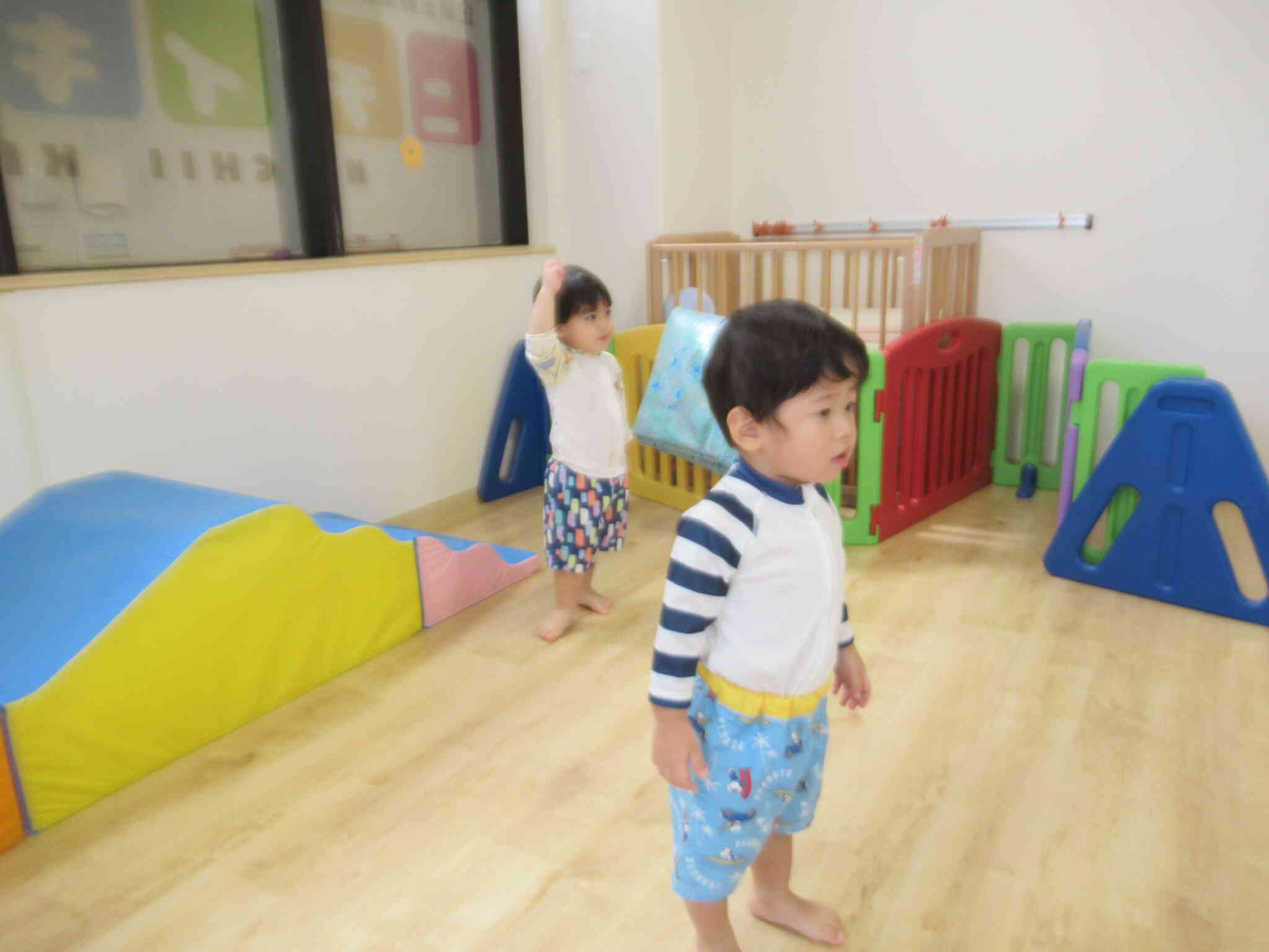 準備運動も頑張ったよ！