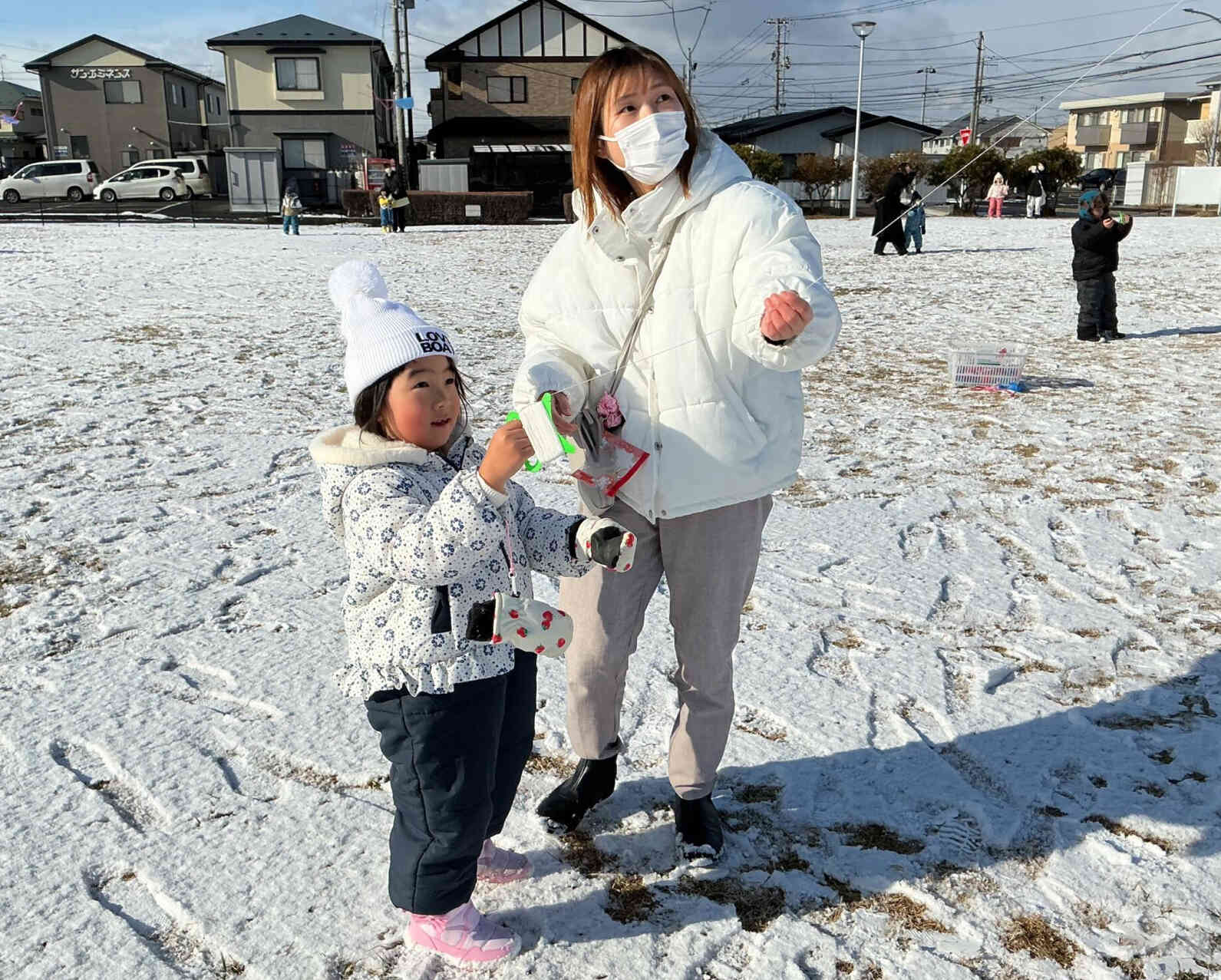 一緒に凧揚げ、嬉しいね。