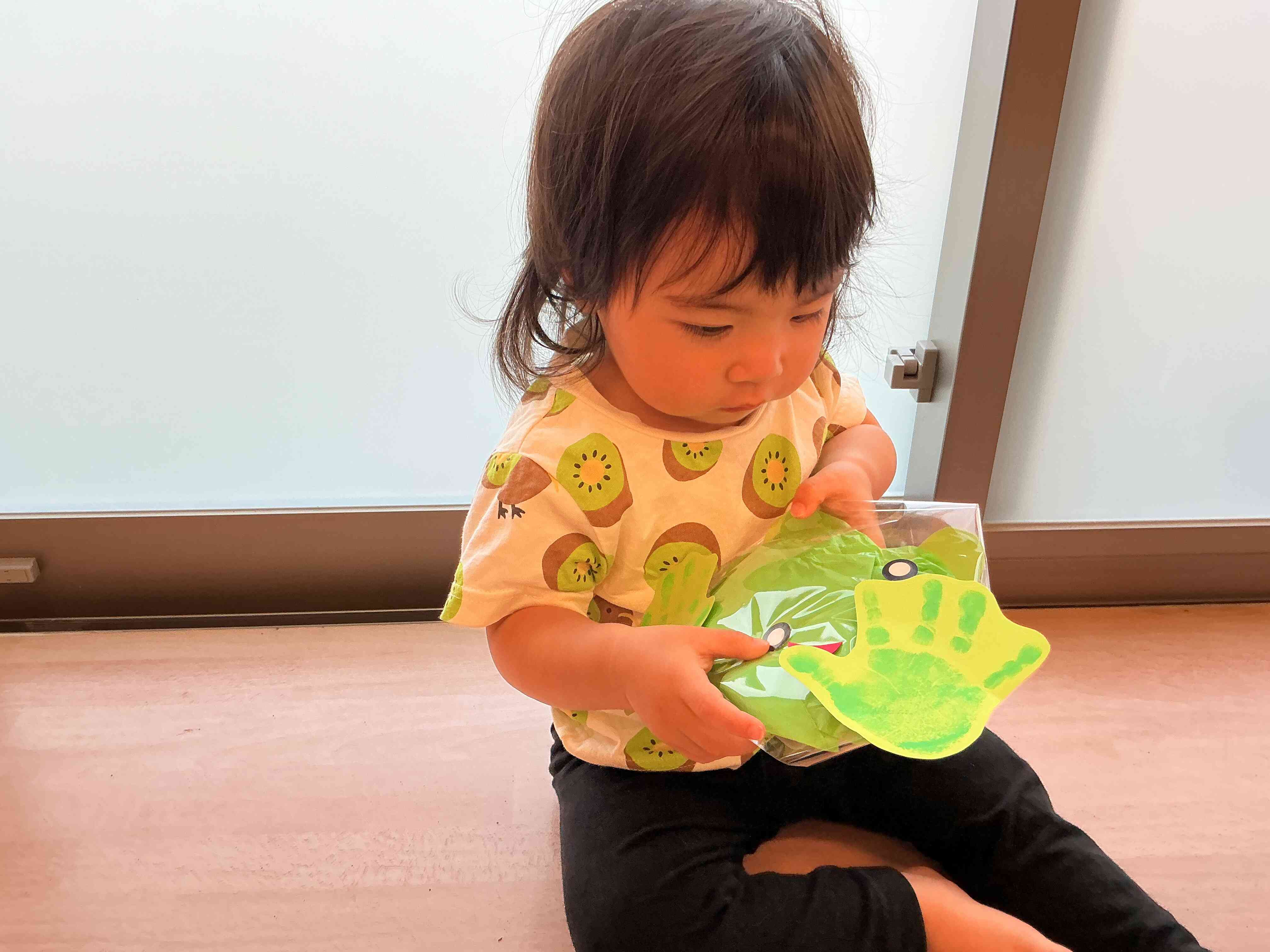 製作カエルを作ったよ（1歳児）