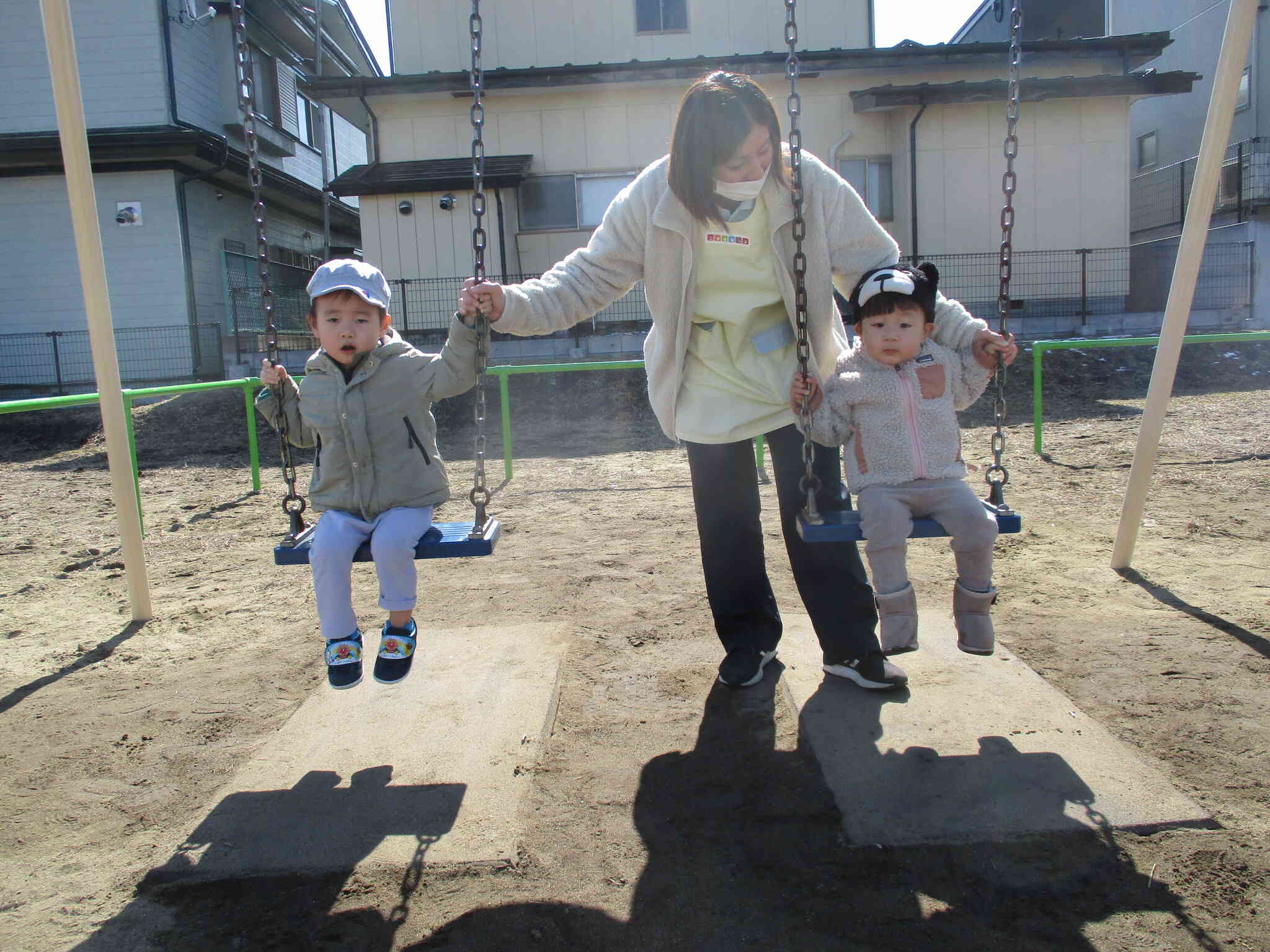 先生と一緒だから安心だね！怖くないよ～！