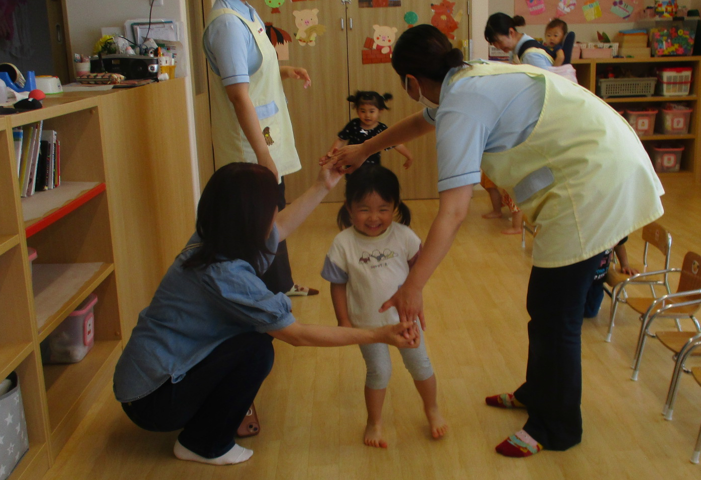 「わあー、通行止めになちゃった。」