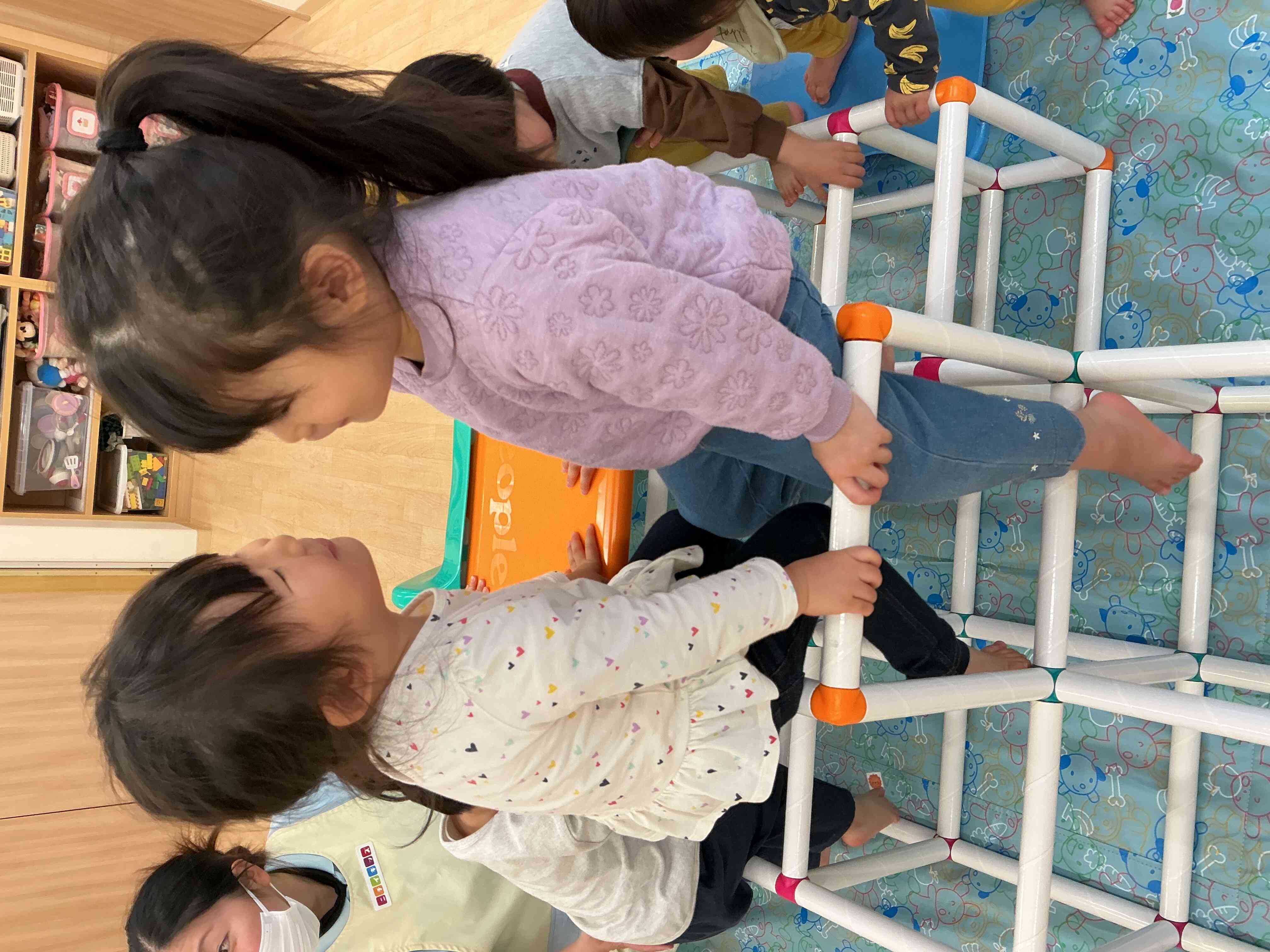 ジャングルジムの1番上まで上ったよ!