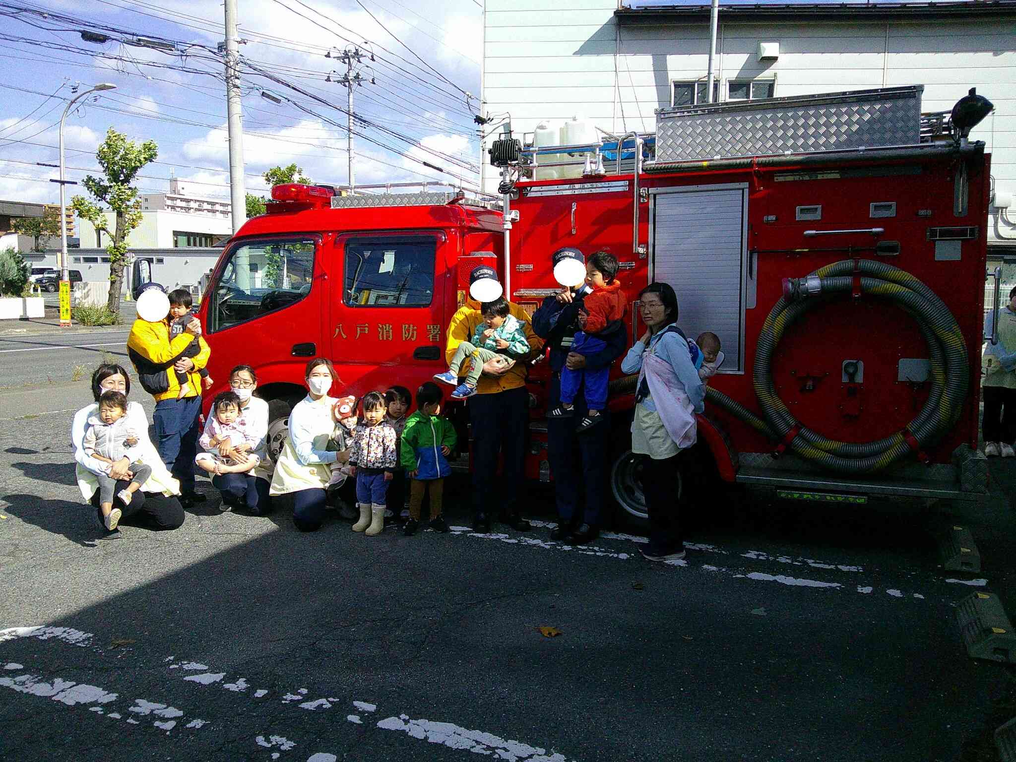 消防車が保育園にきたよ！