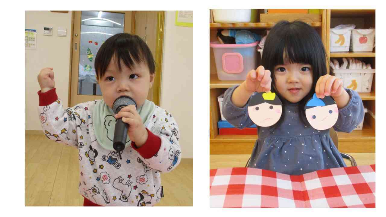 歌うの大好き♪　　　おひな様作ったよ！