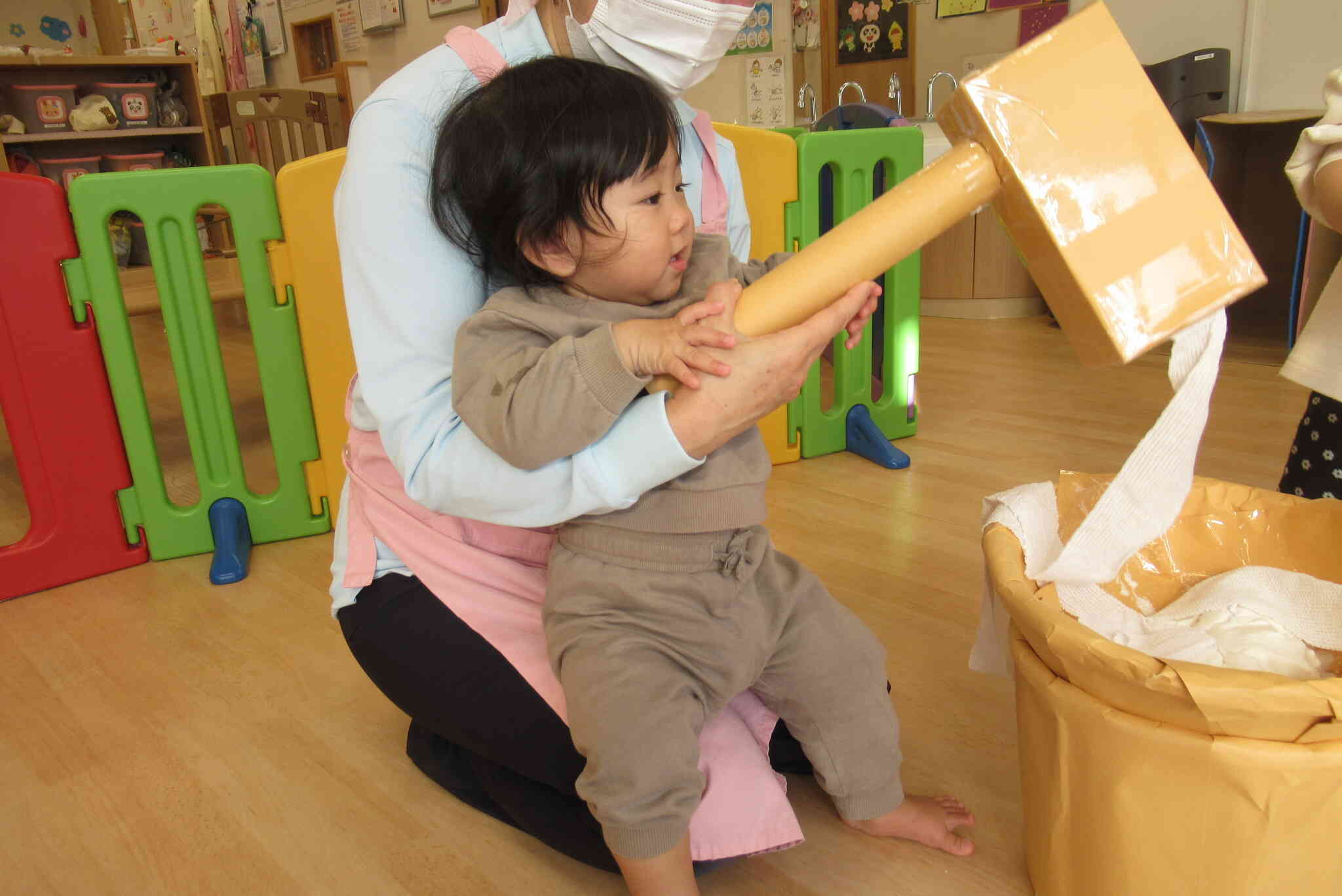 お餅が伸びてるよー！