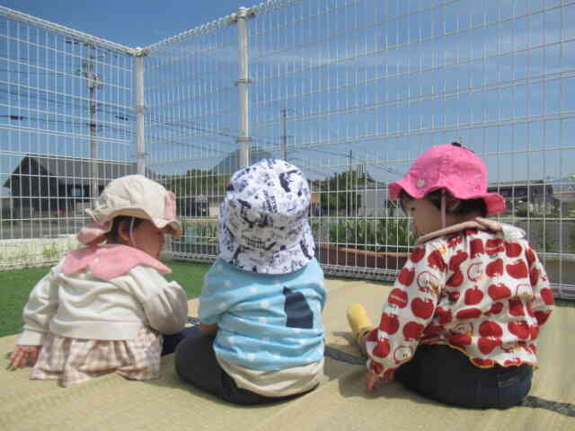 園庭に行ったよ♪（0歳児）