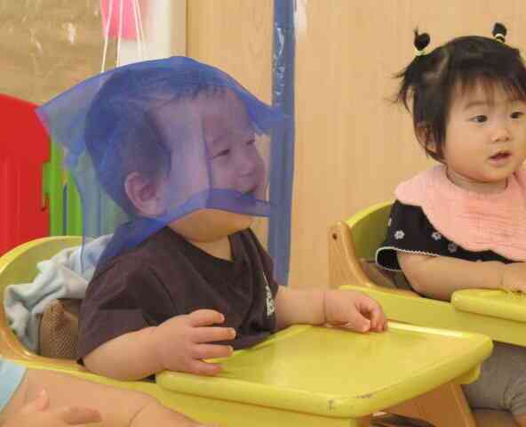 青いオーガンジーの布を選んだよ♪