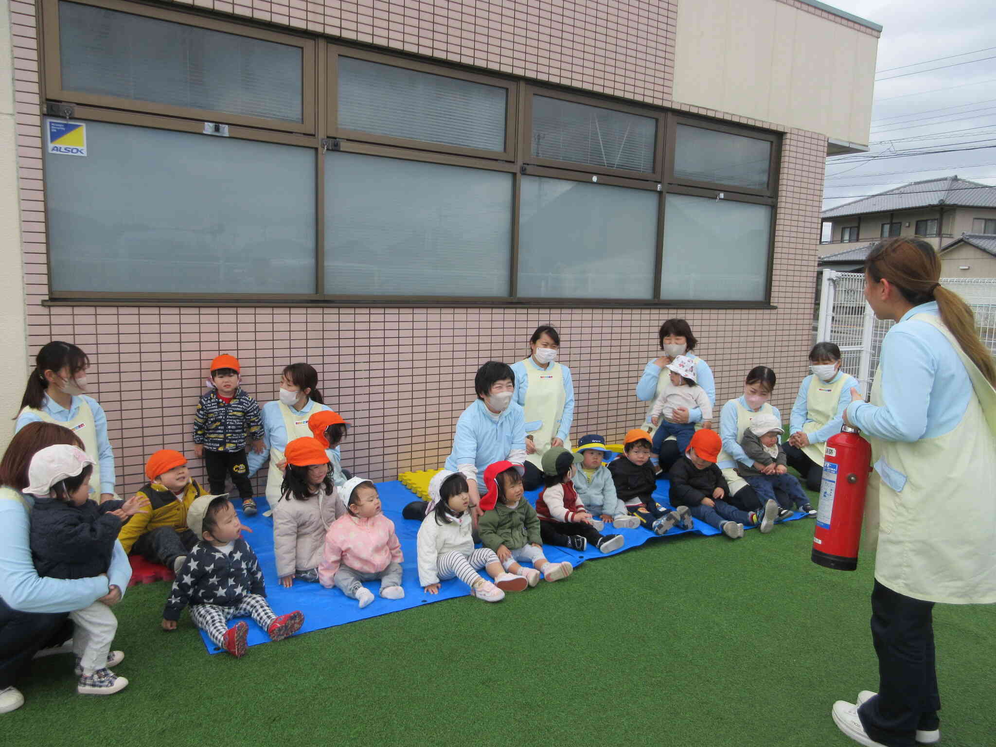 全員で、火災避難訓練に参加したよ！