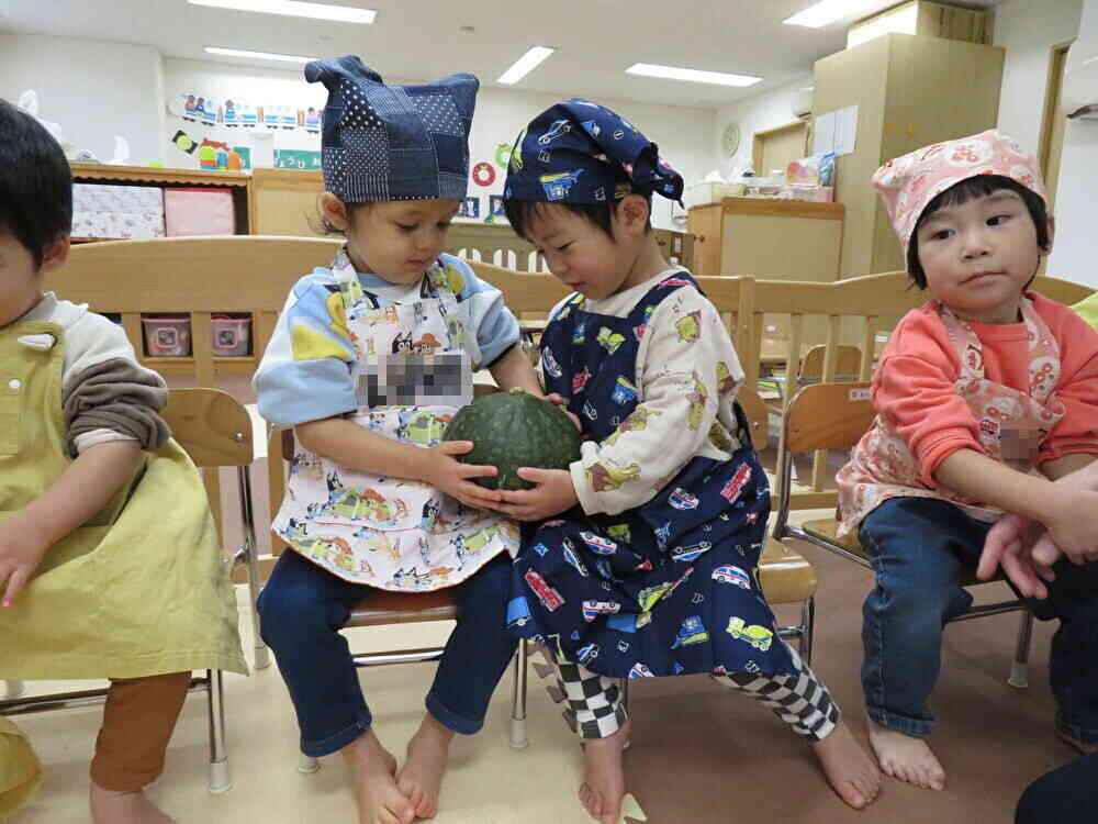 かぼちゃに触れて