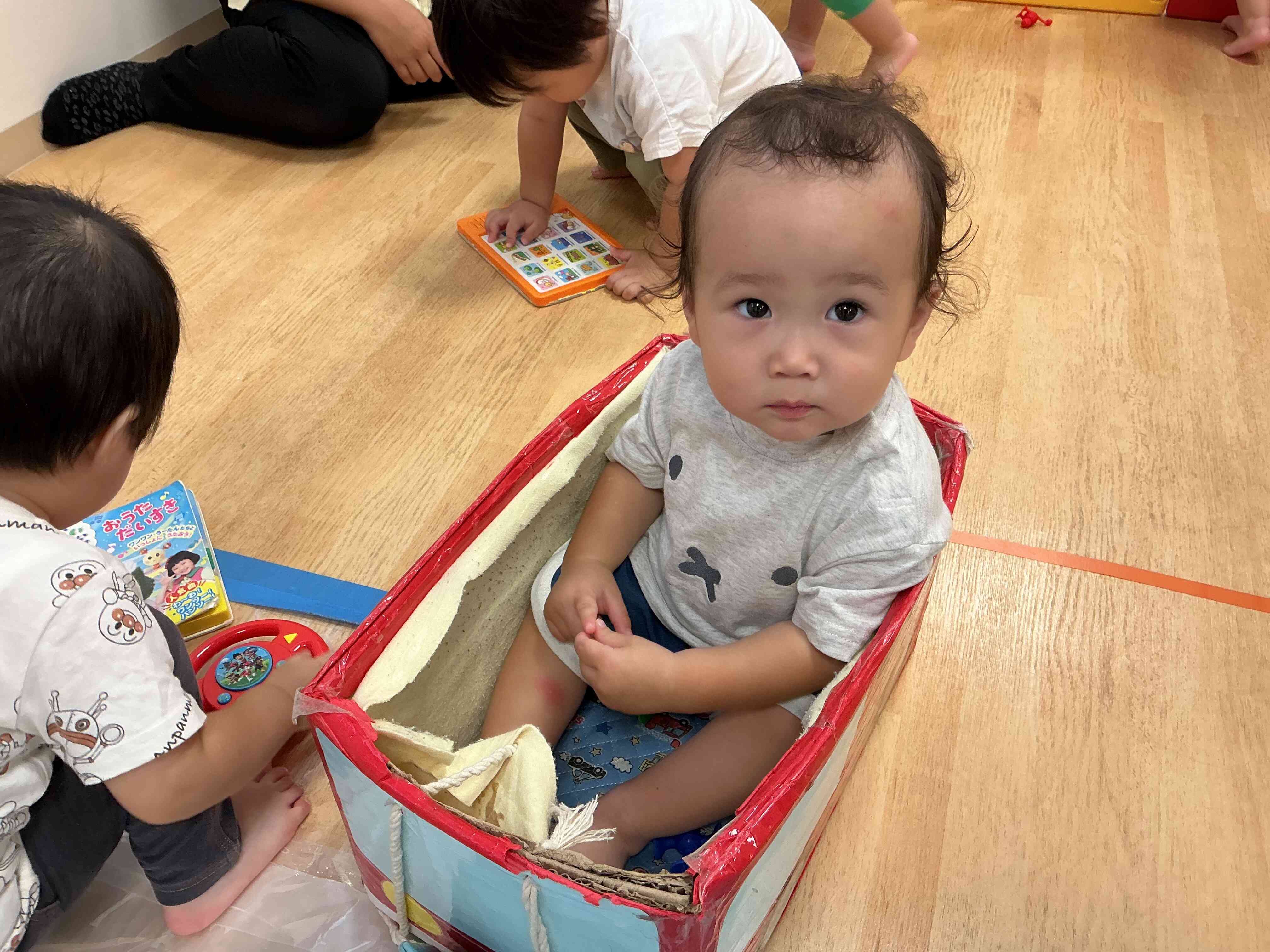 お友達に引っ張ってもらったよ