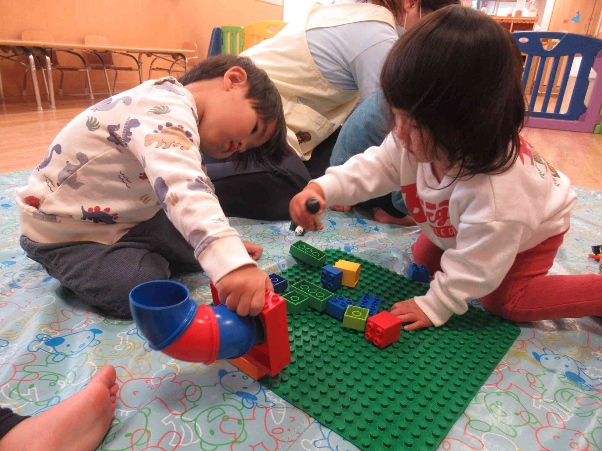 ここにブロックをつけてっと！