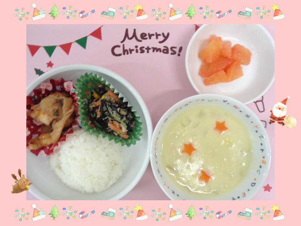 12月25日の給食（クリスマスプレート）
