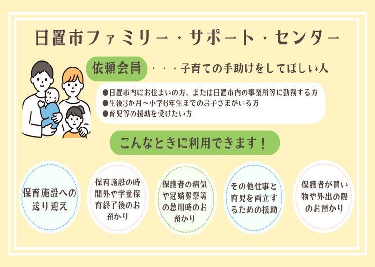 依頼会員は日置市に在住または勤務している方が対象です。
