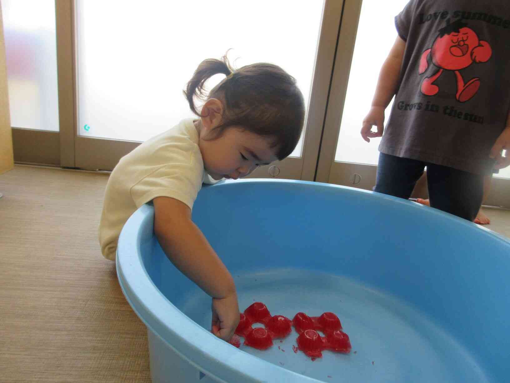 卵のパックで赤い氷の完成！！