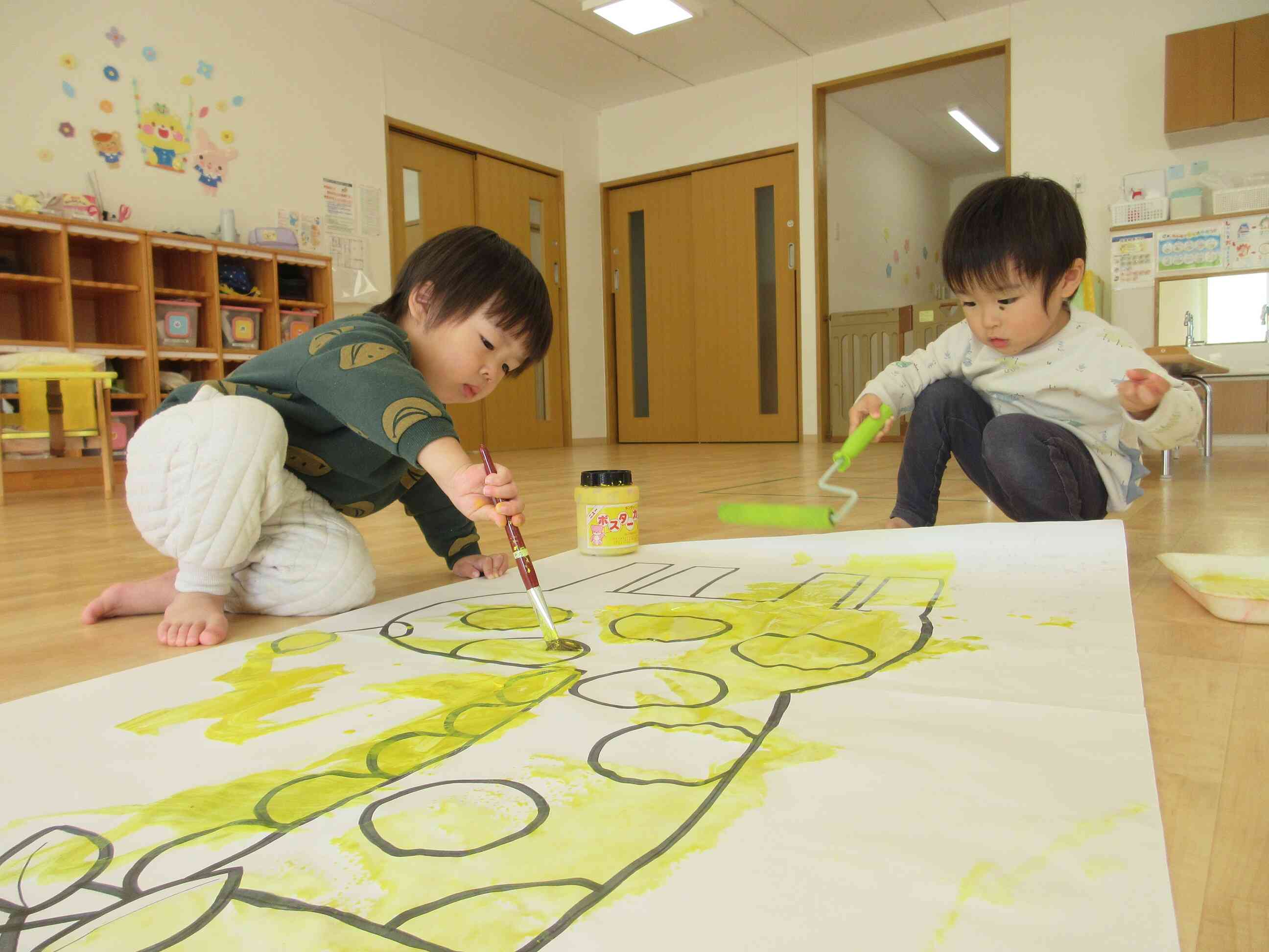 ブロックパズルで使う大きなキリンとゾウ!!!自分たちで仕上げました!!!