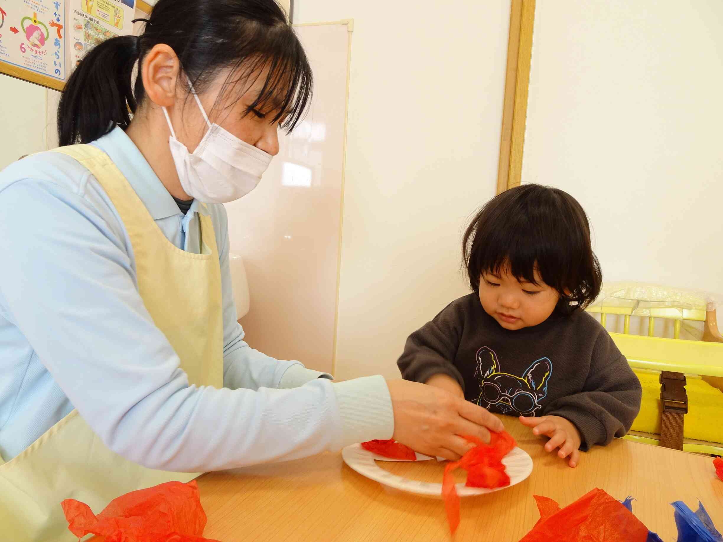 先生と一緒に鬼さん作り♡