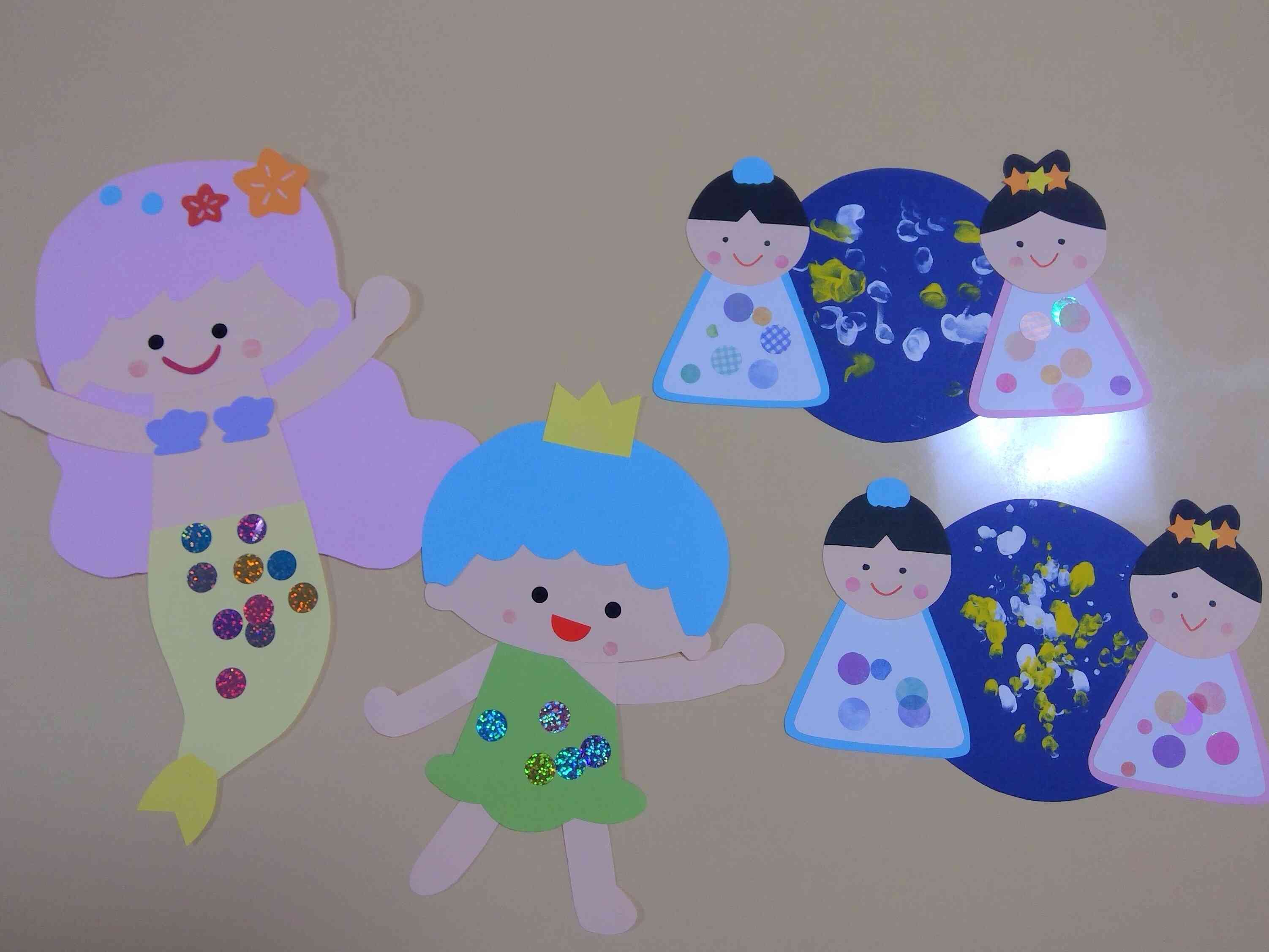 かわいい「人魚」と「七夕製作」の完成です♪