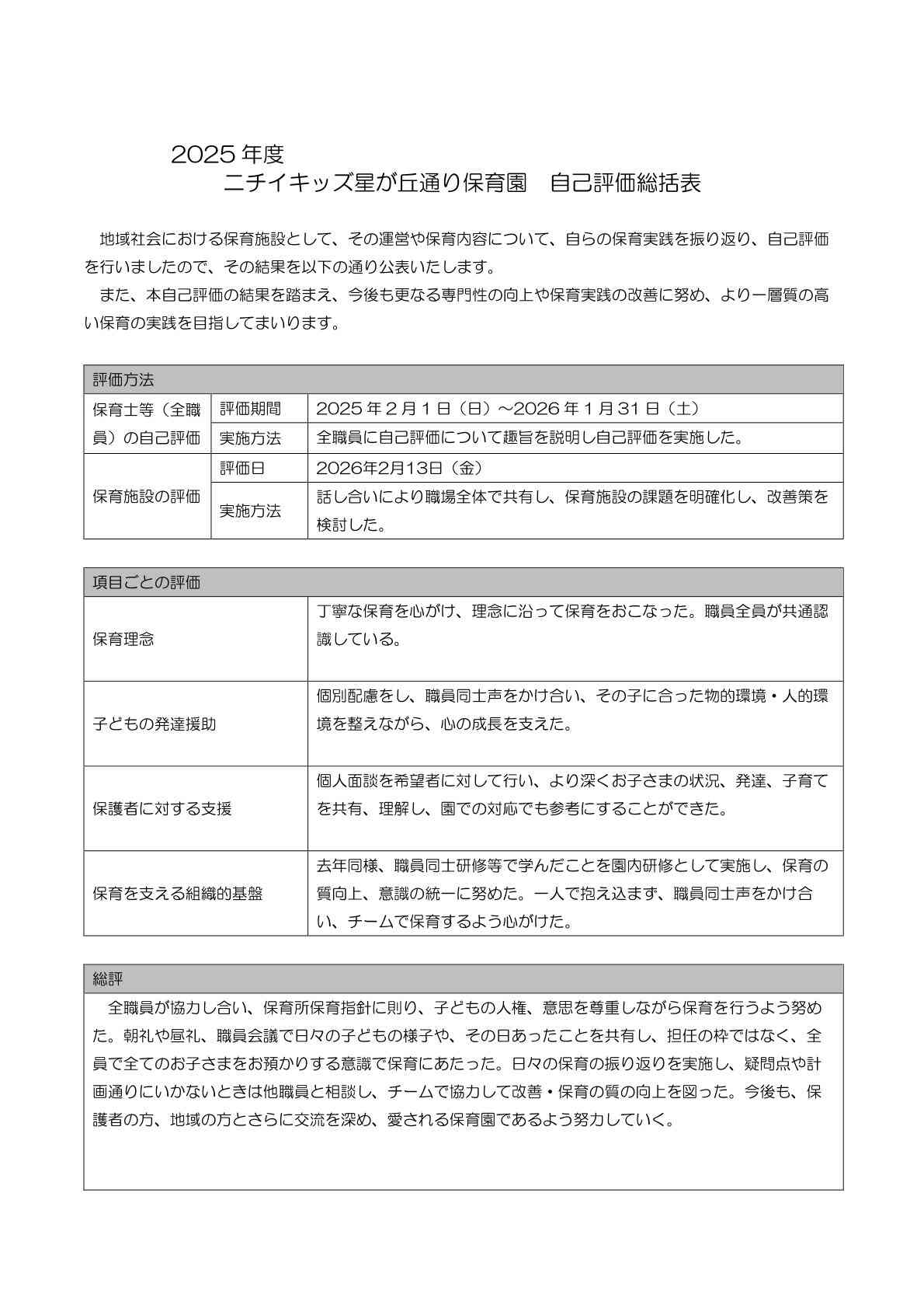 2025年度 自己評価
