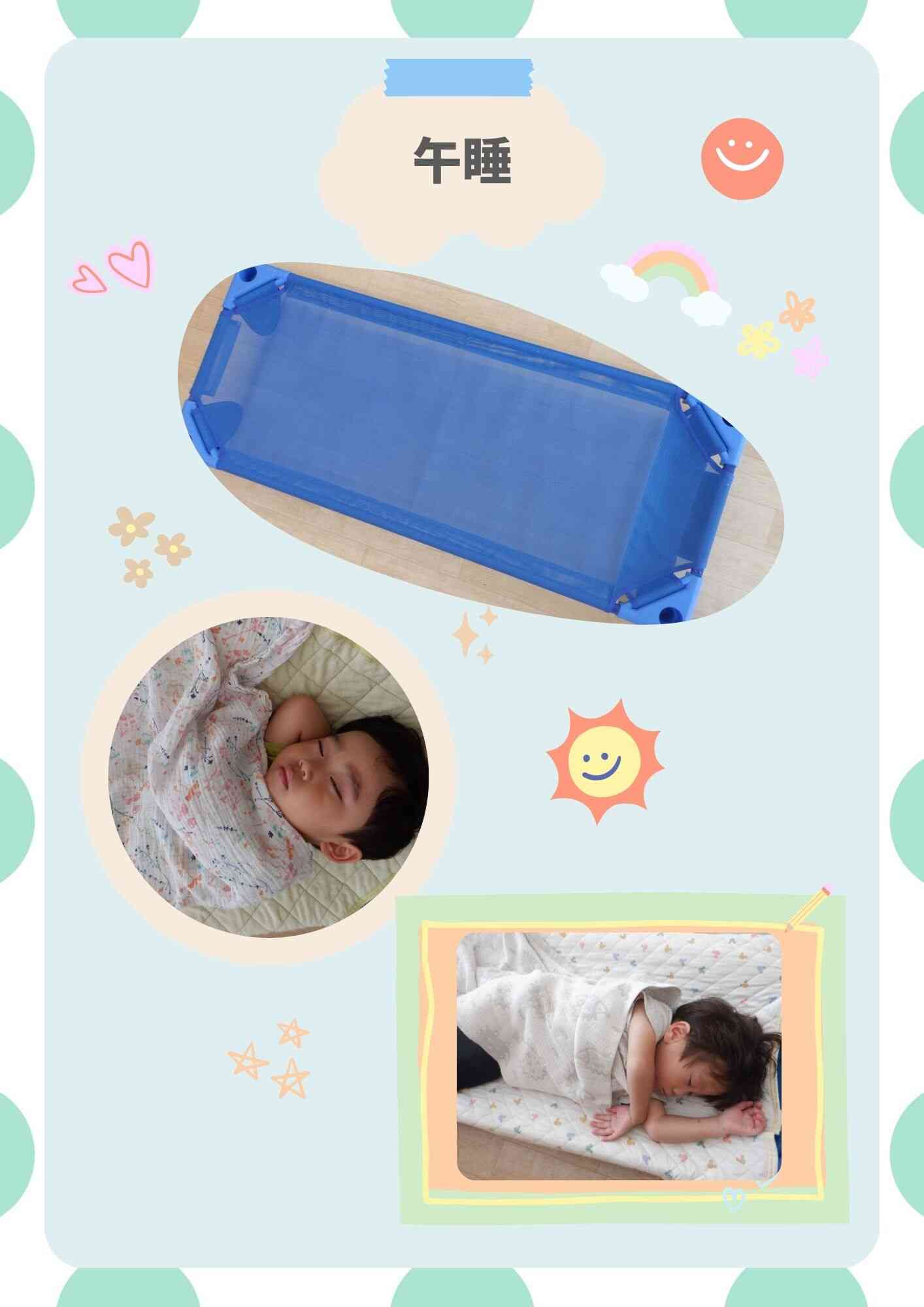 12:00~お昼寝はコットを使用しております。